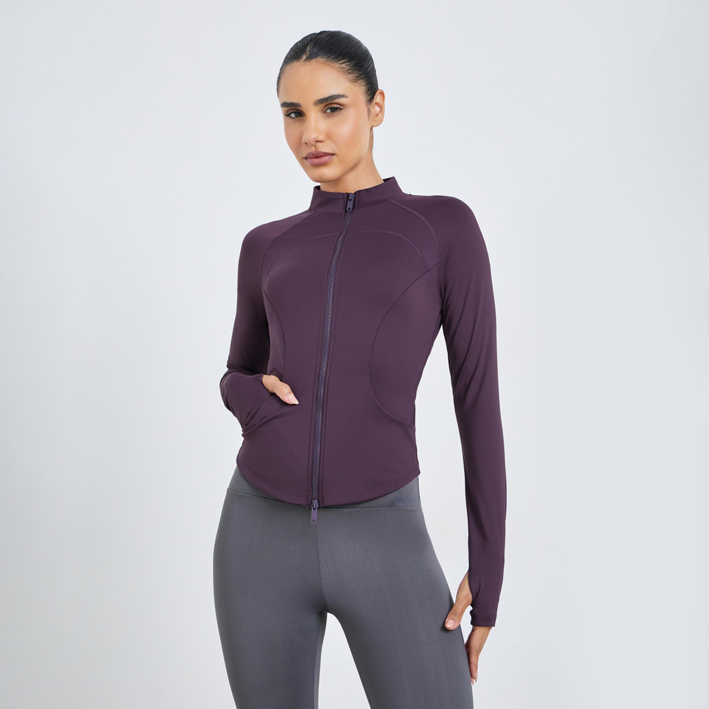 Styli Purple Contour Seam Thumbhole Detail Jacket-sports-women-clothing-coatsandjackets-jackets-image-1