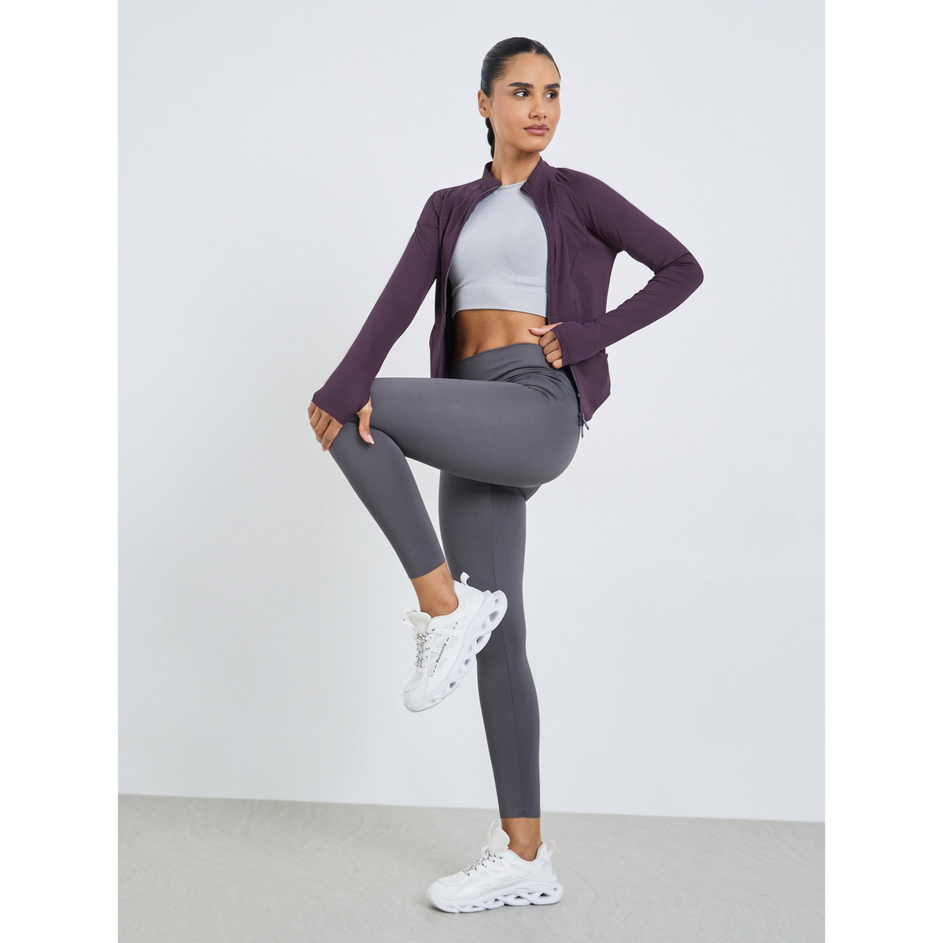 Styli Purple Contour Seam Thumbhole Detail Jacket-sports-women-clothing-coatsandjackets-jackets-image-2
