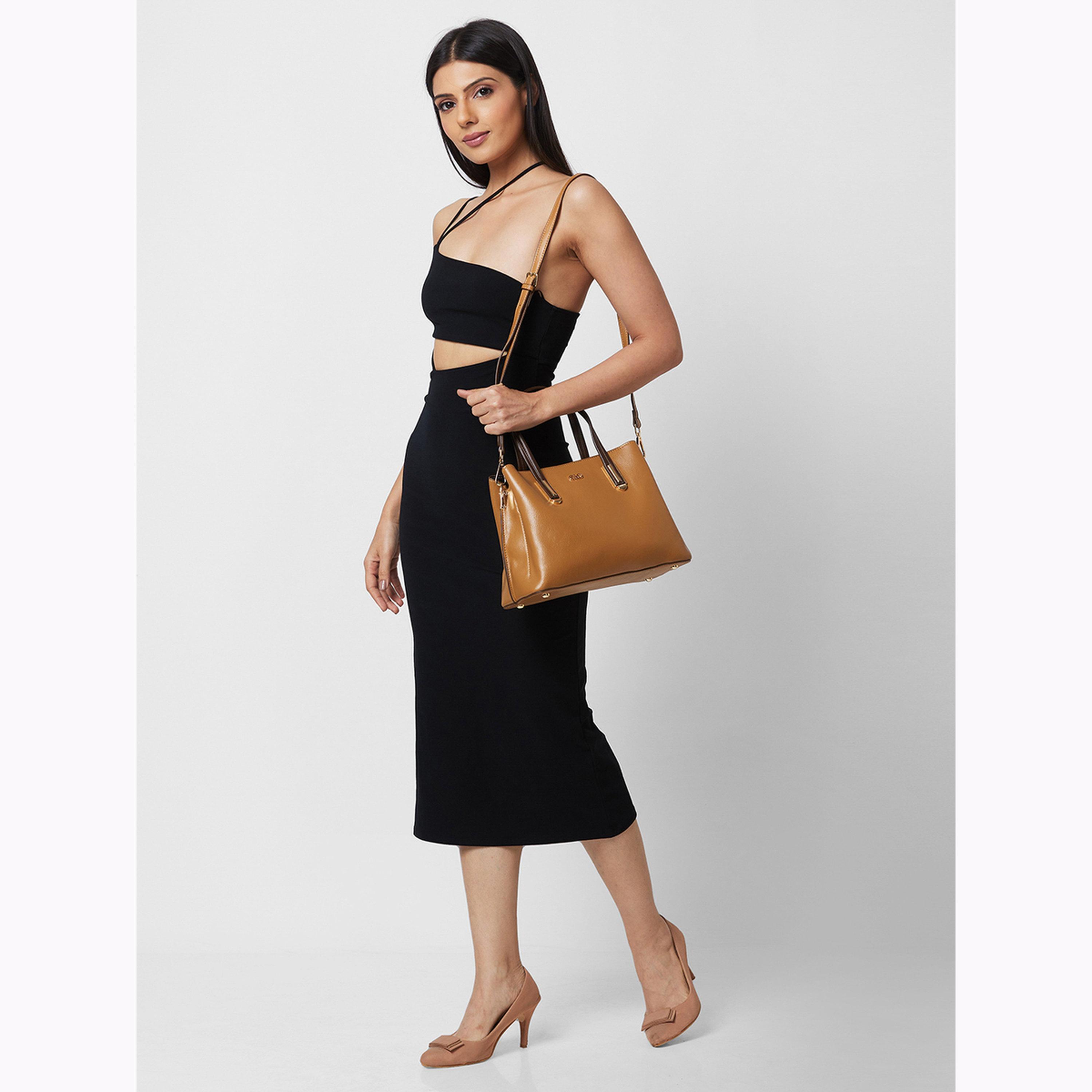 Globus X Styli Tan Solid Faux Leather Tote Bag-women-bagsandwallets-handbags-image-2