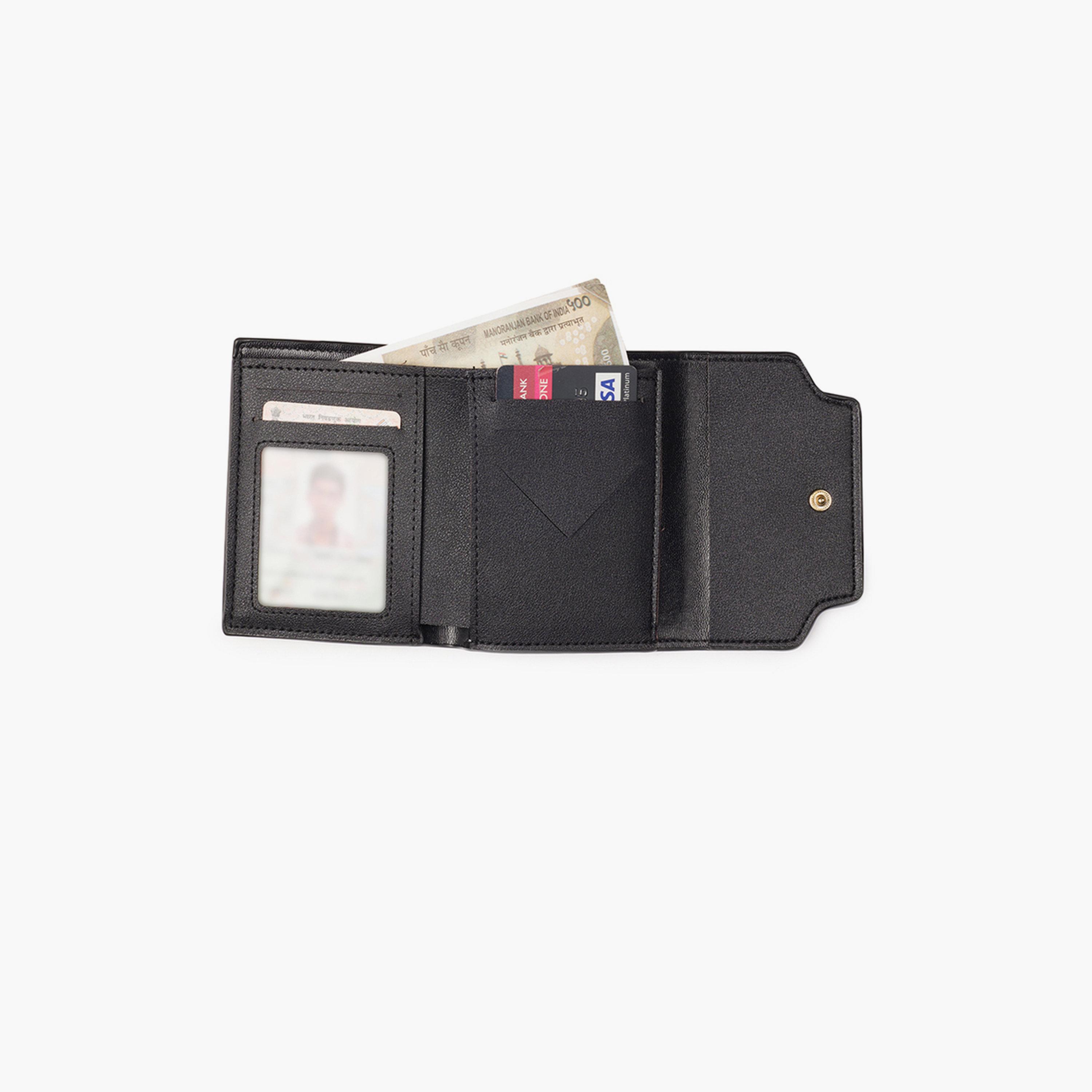 Globus X Styli Blue Textured Button Closure Bi-Fold Wallet-women-bagsandwallets-wallets-image-4