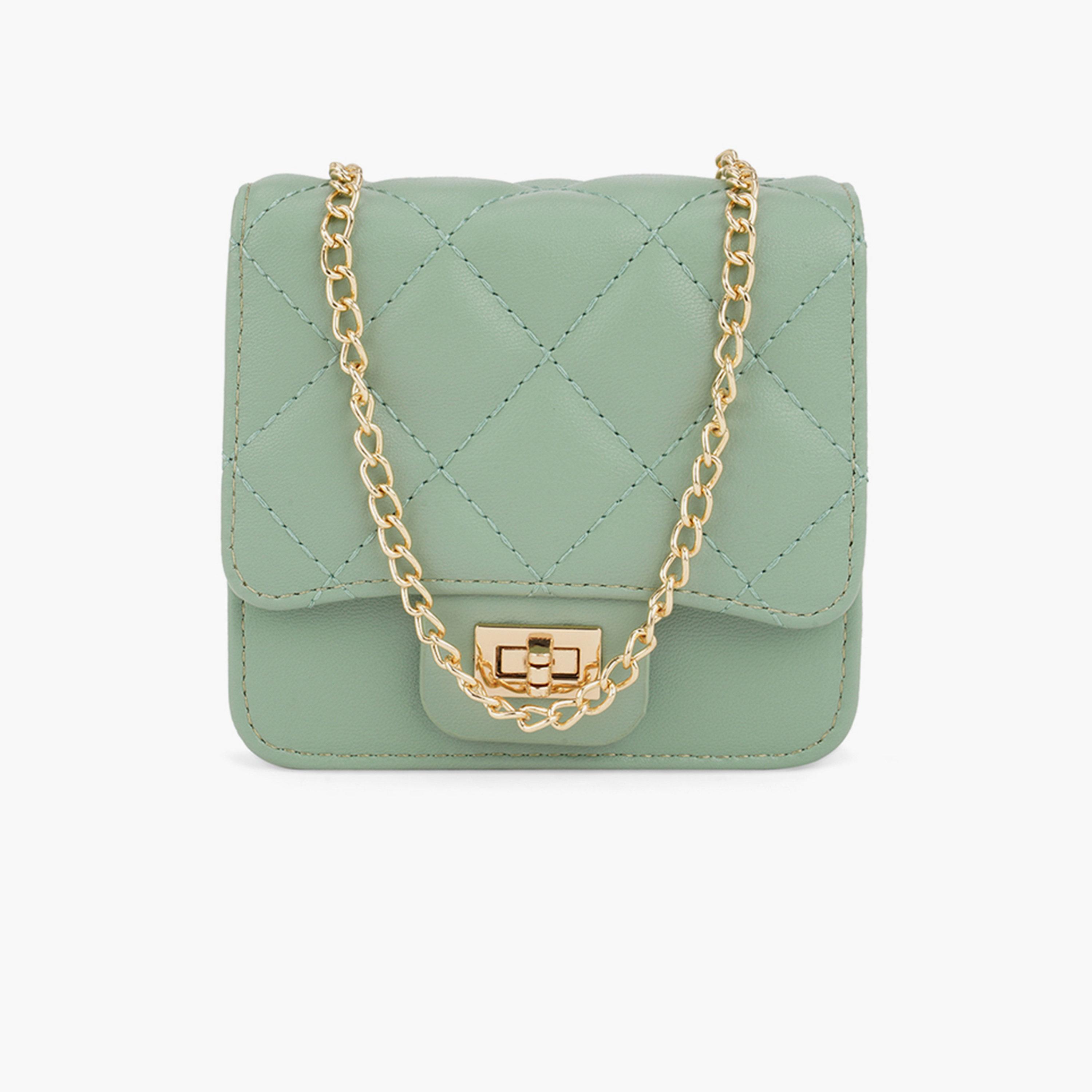 Globus X Styli Green Puffed Quilted Sling Bag-women-bagsandwallets-handbags-image-1