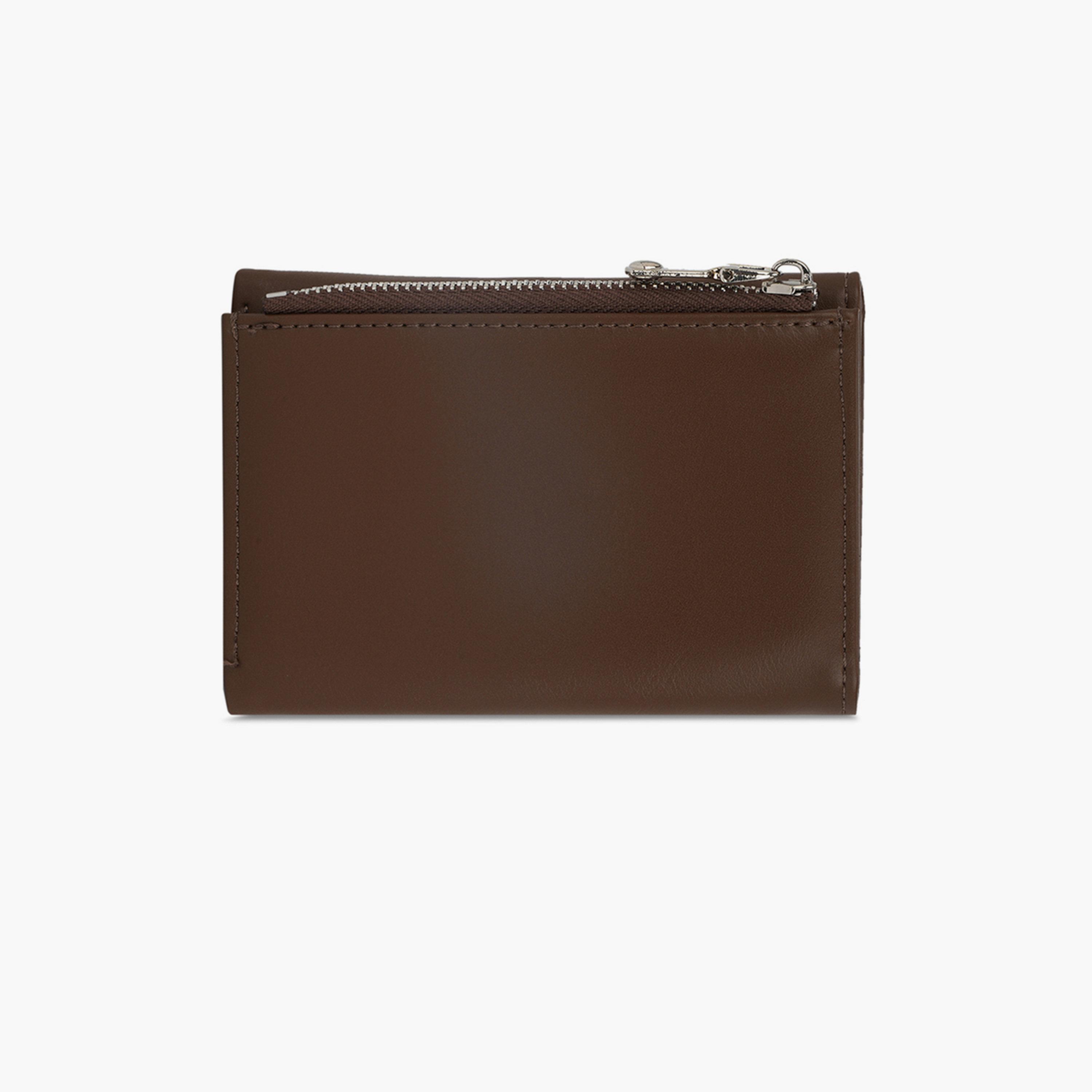 Globus X Styli Brown Textured Tri-Fold Wallet with Zip Coin Pocket-women-bagsandwallets-wallets-image-1