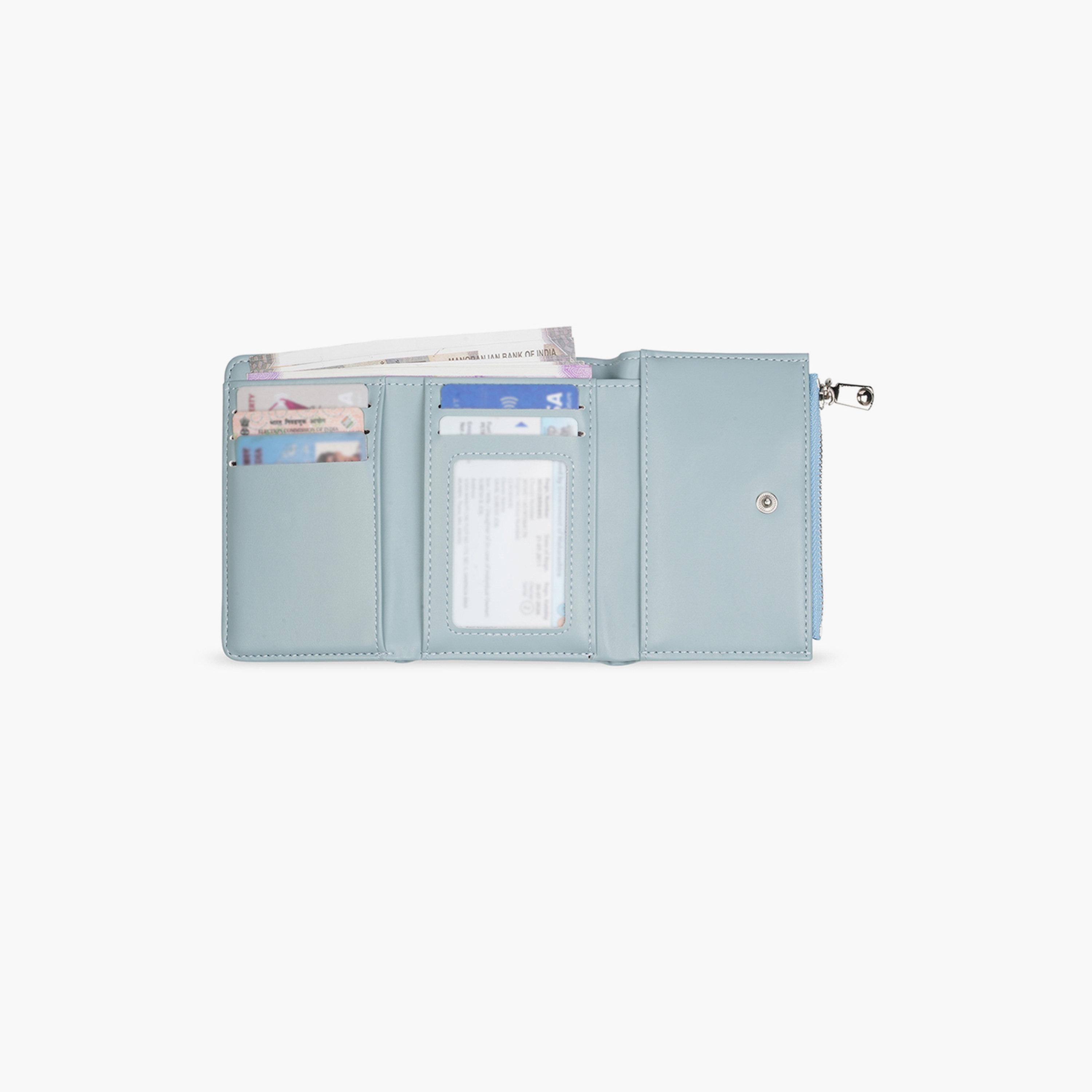 Globus X Styli Blue Textured Tri-Fold Wallet with Zip Coin Pocket-women-bagsandwallets-wallets-image-5