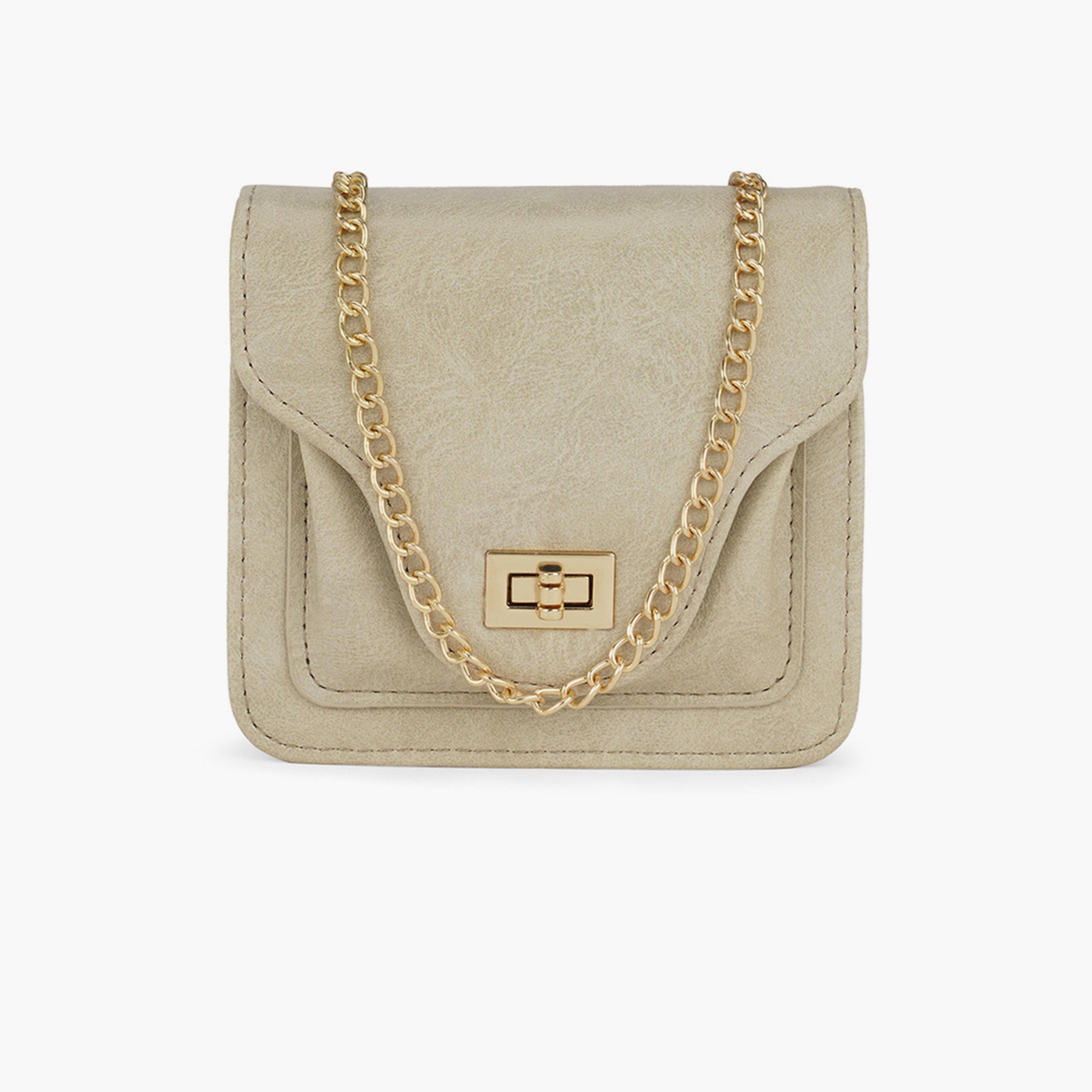 Globus X Styli Beige Textured Twist Lock Sling Bag-women-bagsandwallets-handbags-image-1