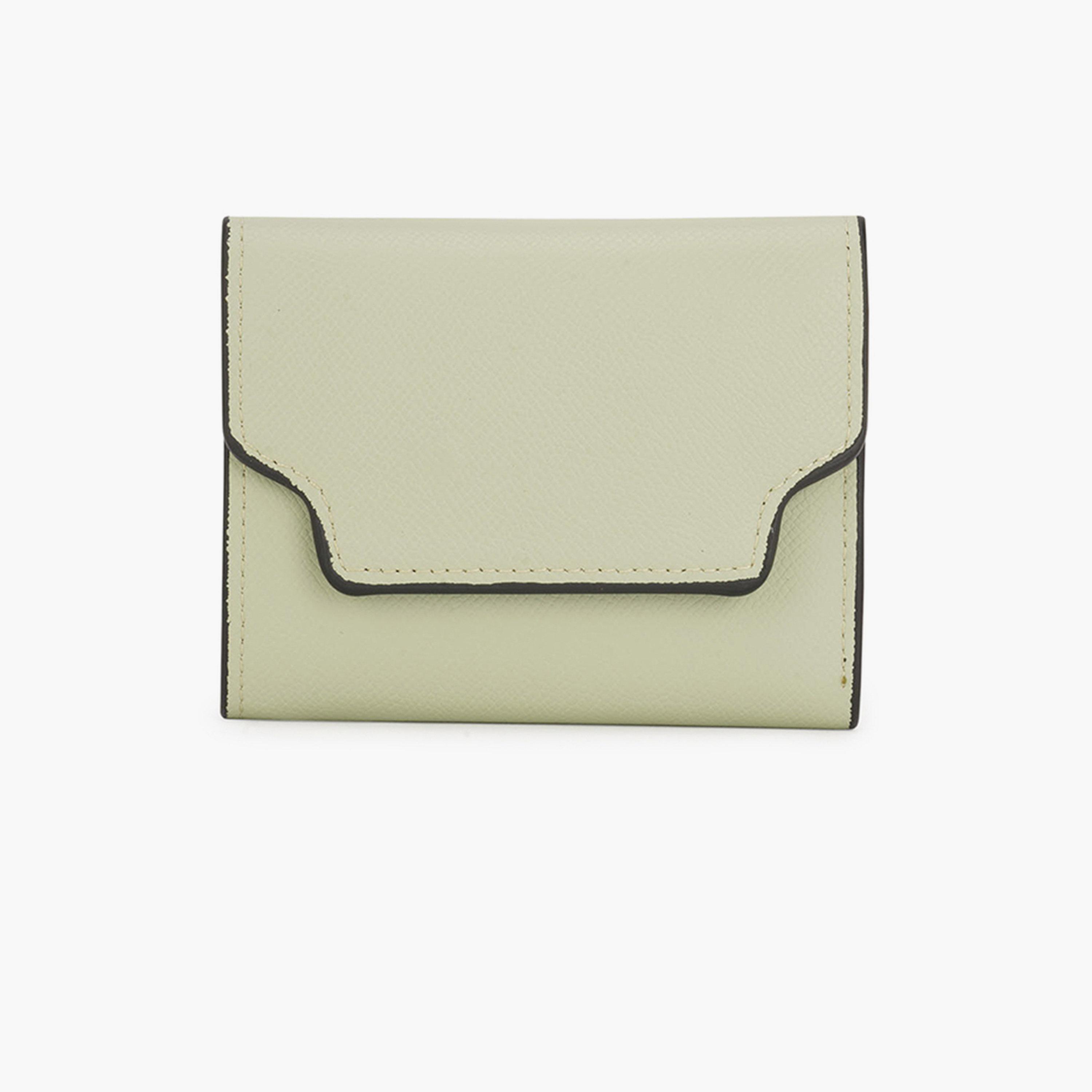 Globus X Styli Green Textured Button Closure Bi-Fold Wallet-women-bagsandwallets-wallets-image-1