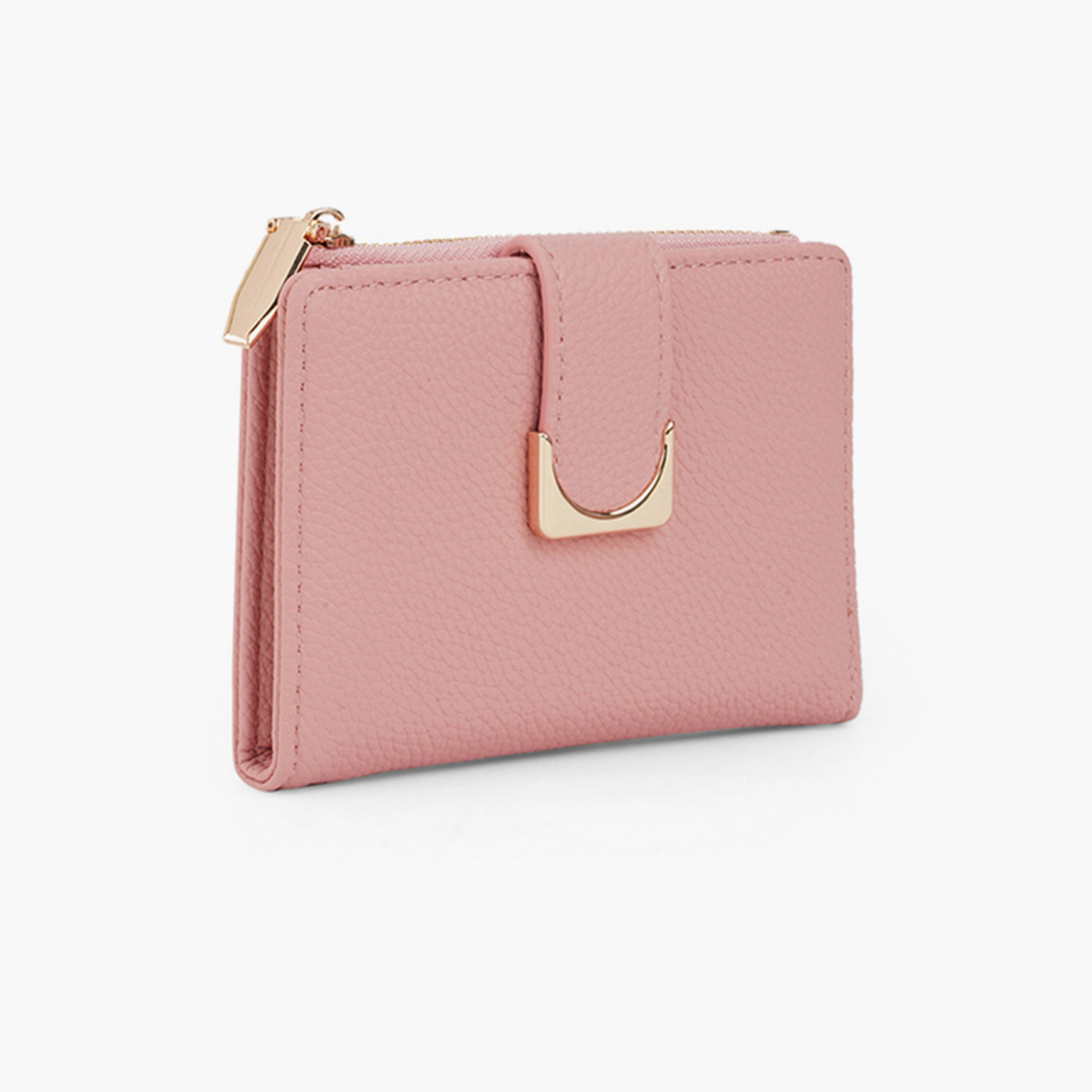 Globus X Styli Pink Textured Bi-Fold Wallet with Zip Coin Pocket-women-bagsandwallets-wallets-image-2