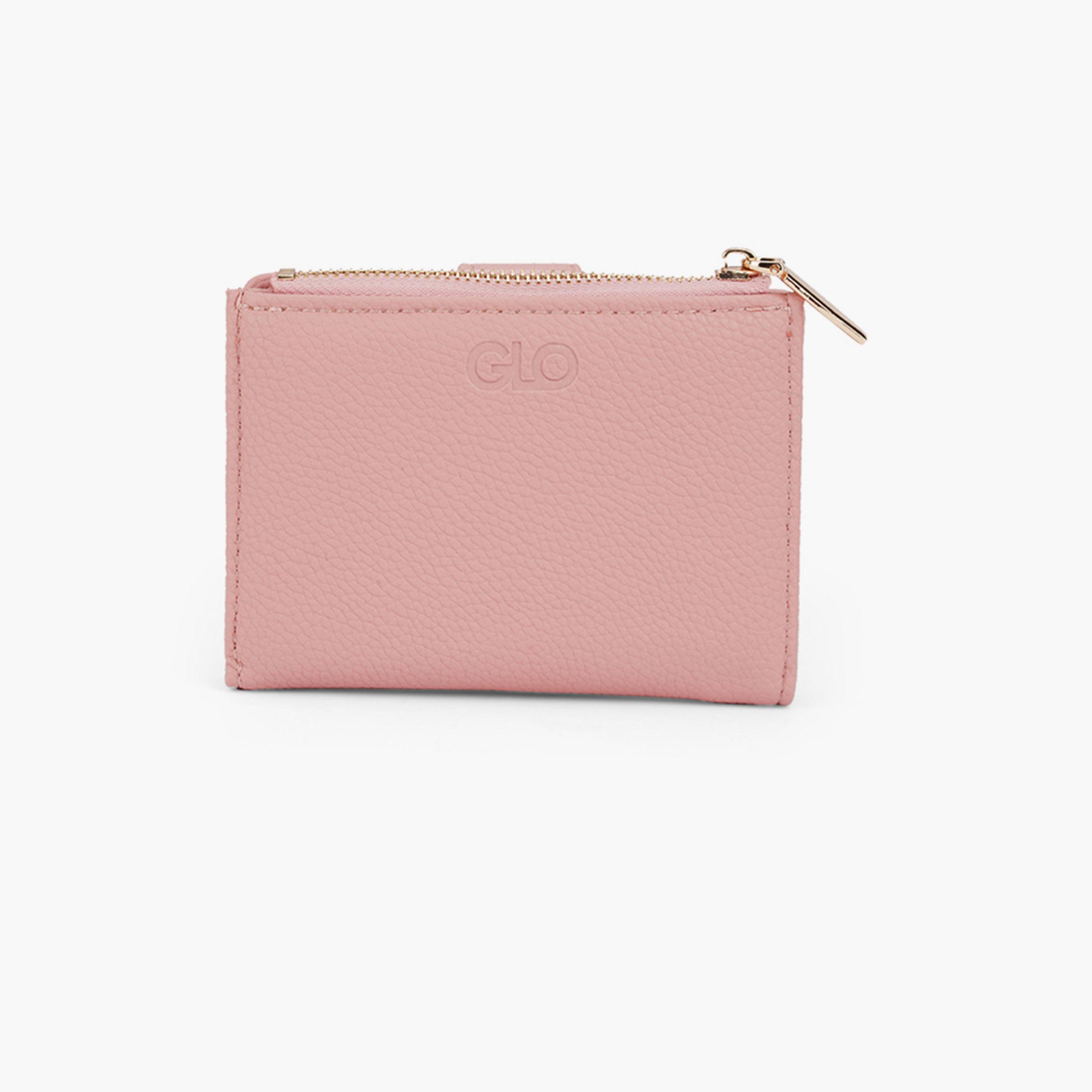 محفظة وردية بارزة الملمس بطيتين مع جيب عملات بسحاب-women-bagsandwallets-wallets-image-3