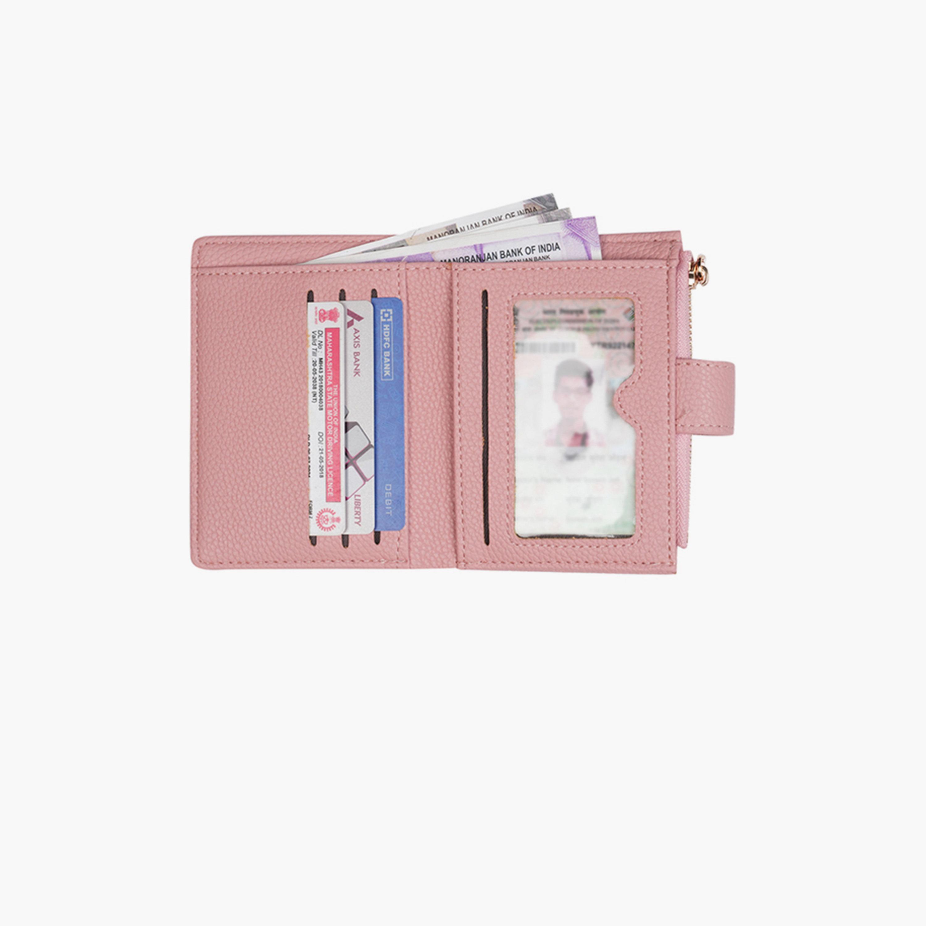 Globus X Styli Pink Textured Bi-Fold Wallet with Zip Coin Pocket-women-bagsandwallets-wallets-image-5