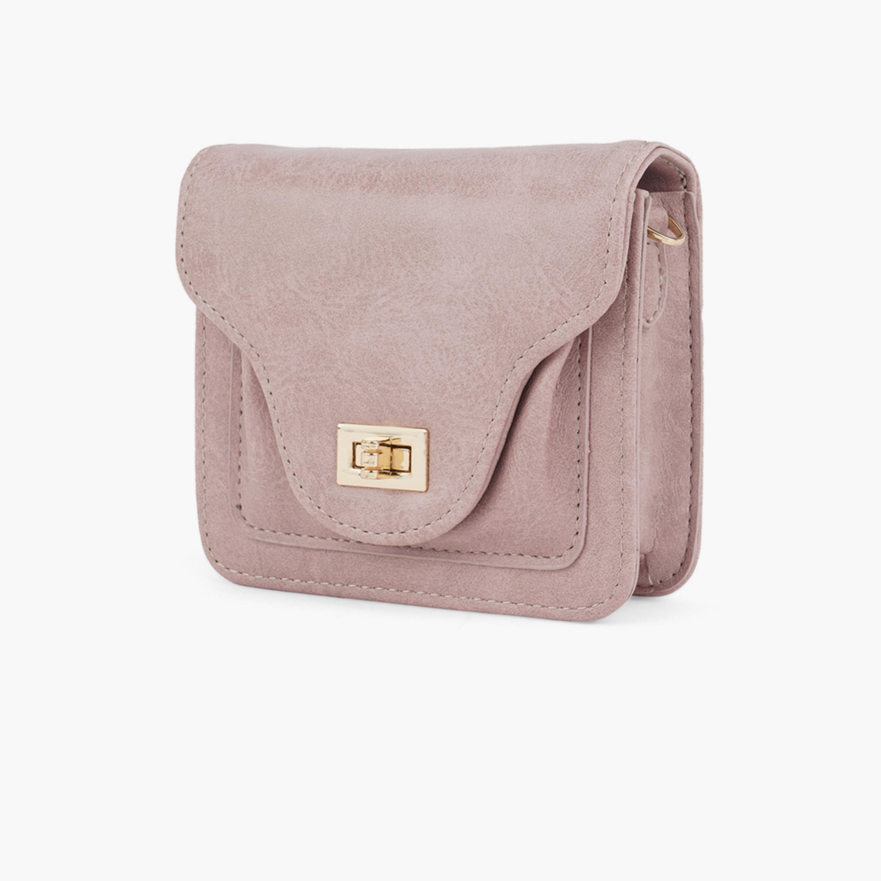 Globus X Styli Pink Textured Crossbody Bag with Chain Strap-women-bagsandwallets-handbags-image-2