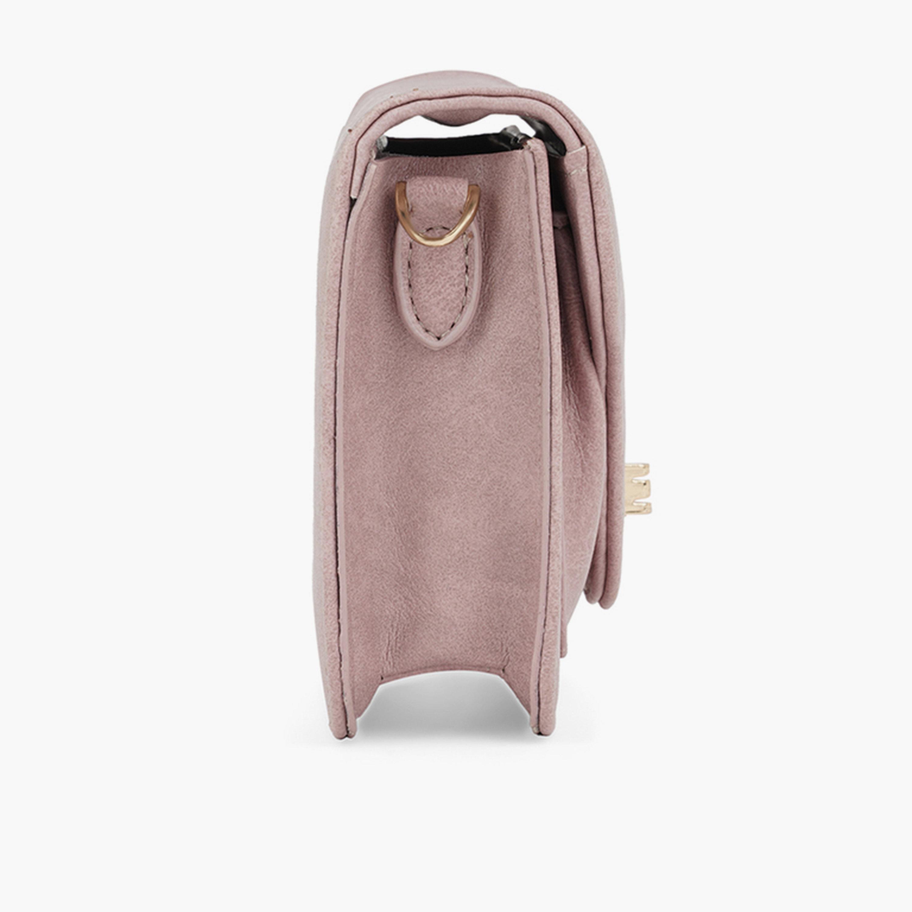 Globus X Styli Pink Textured Crossbody Bag with Chain Strap-women-bagsandwallets-handbags-image-4