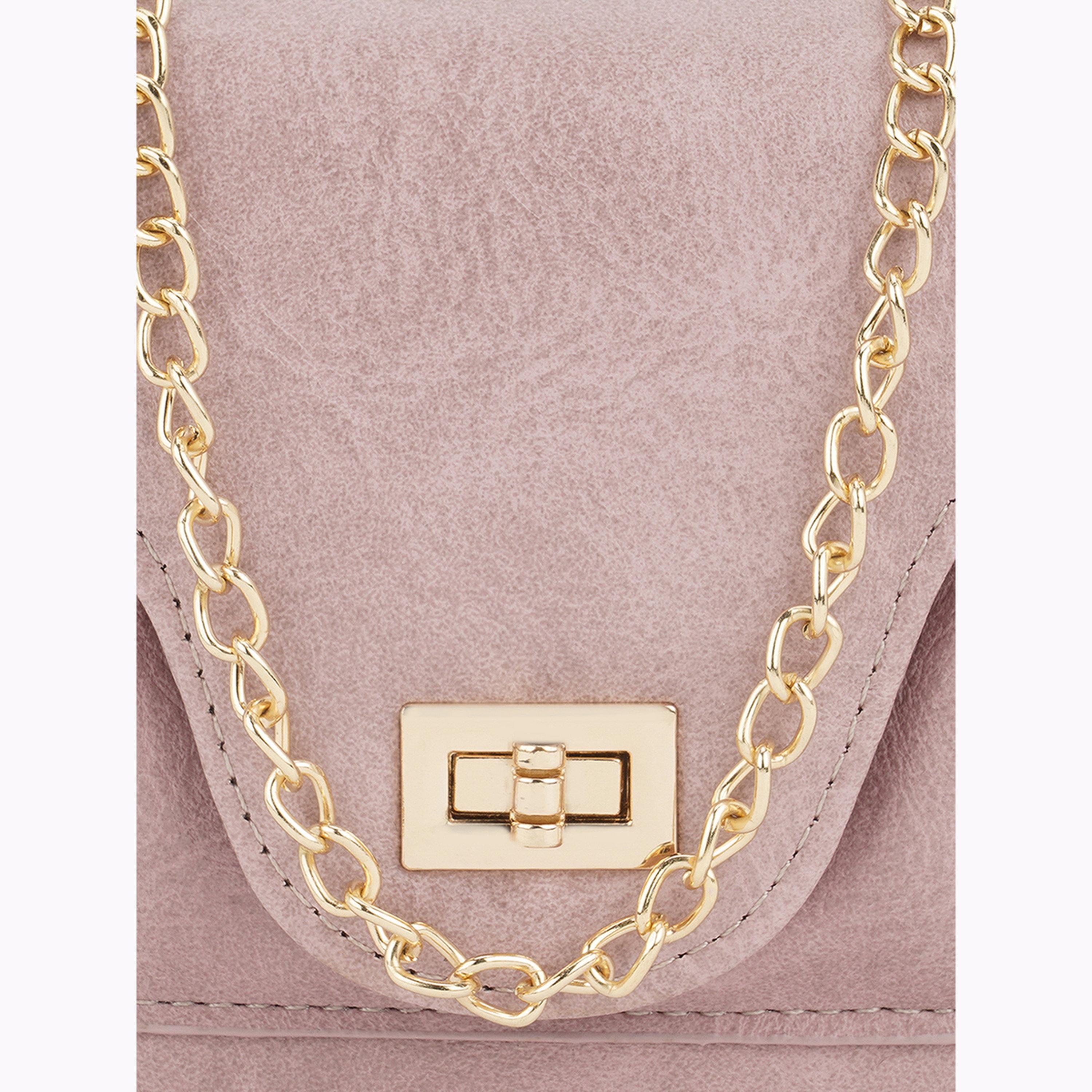 Globus X Styli Pink Textured Crossbody Bag with Chain Strap-women-bagsandwallets-handbags-image-6