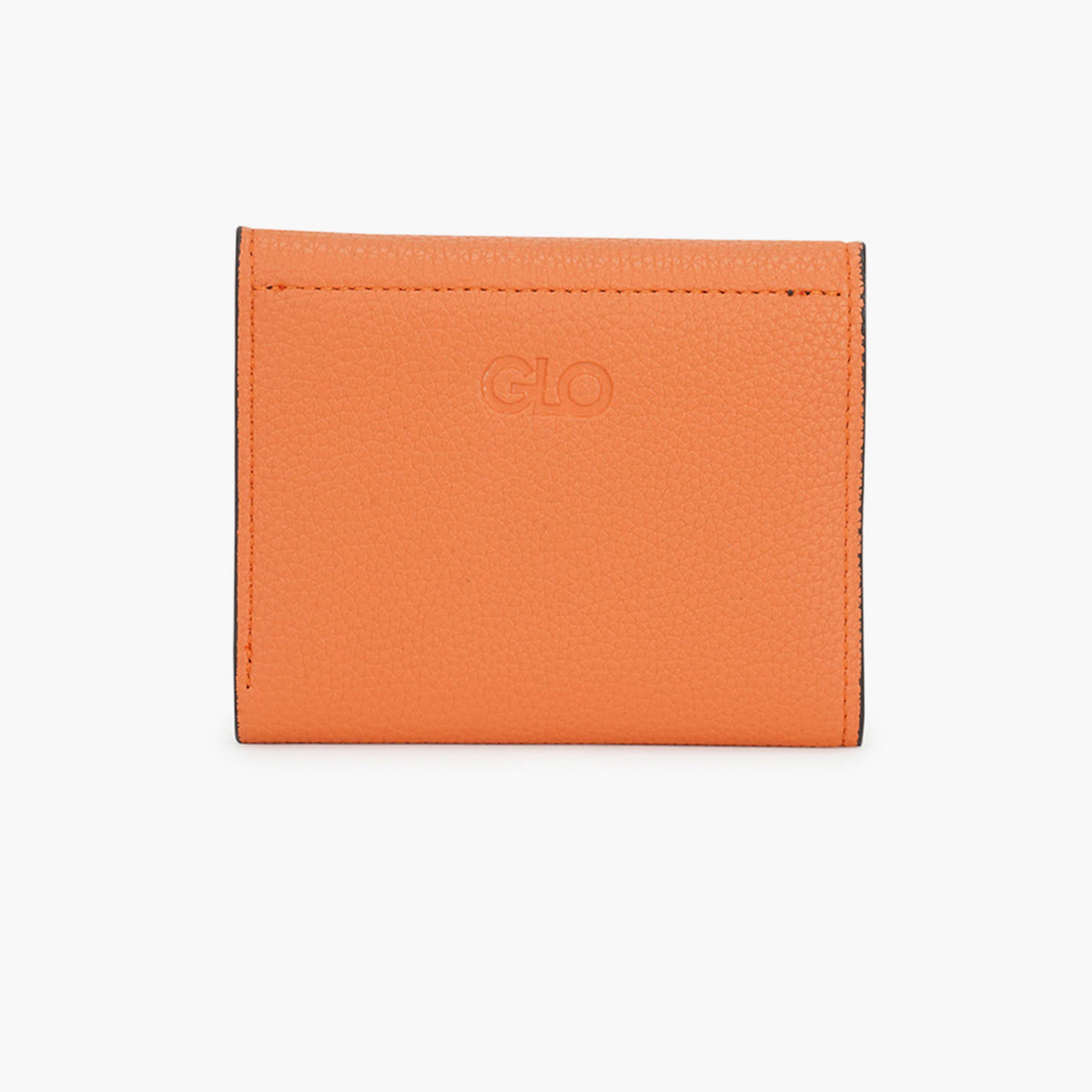 Globus X Styli Orange Textured Twist Lock Detail Bi-Fold Wallet-women-bagsandwallets-wallets-image-2