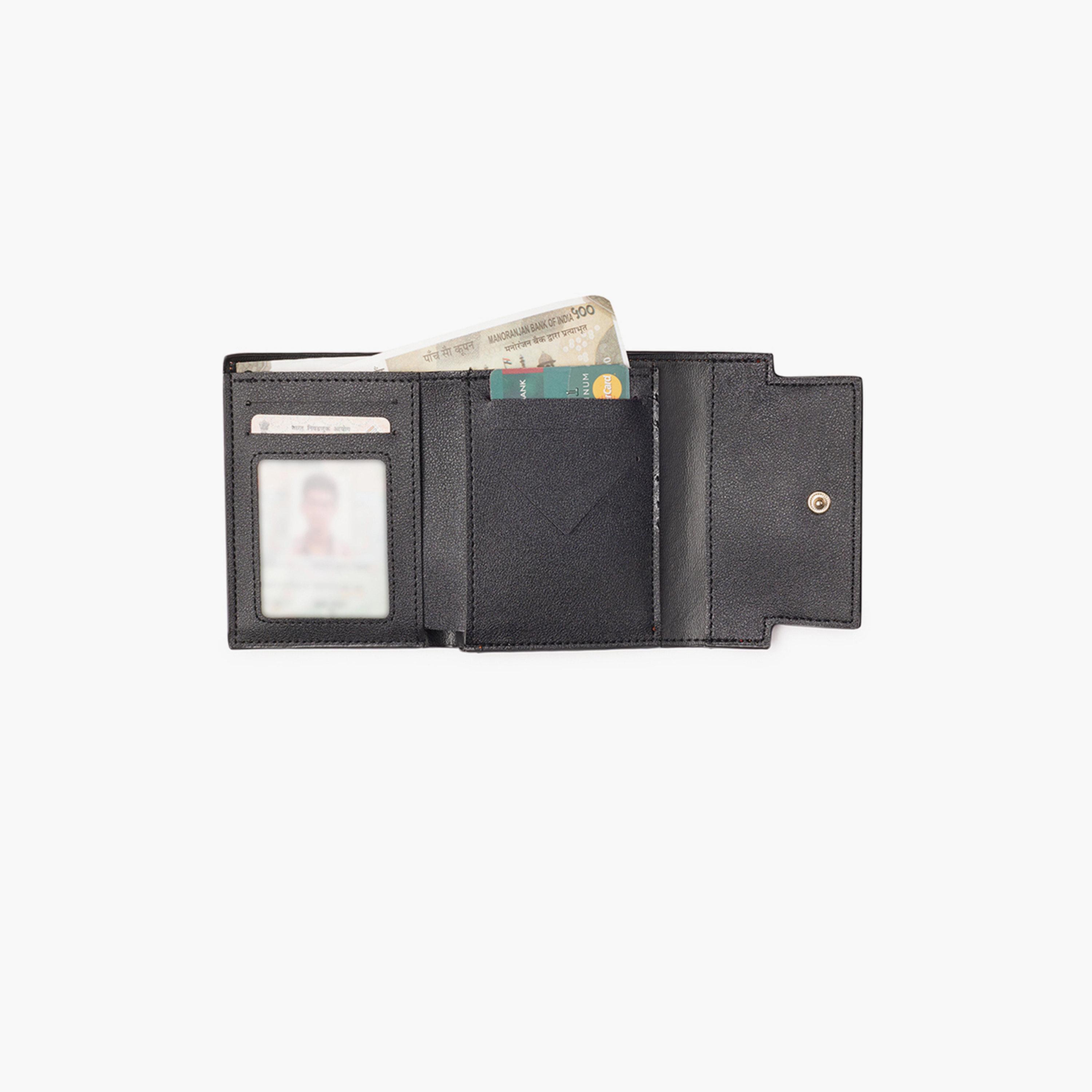 Globus X Styli Orange Textured Twist Lock Detail Bi-Fold Wallet-women-bagsandwallets-wallets-image-4