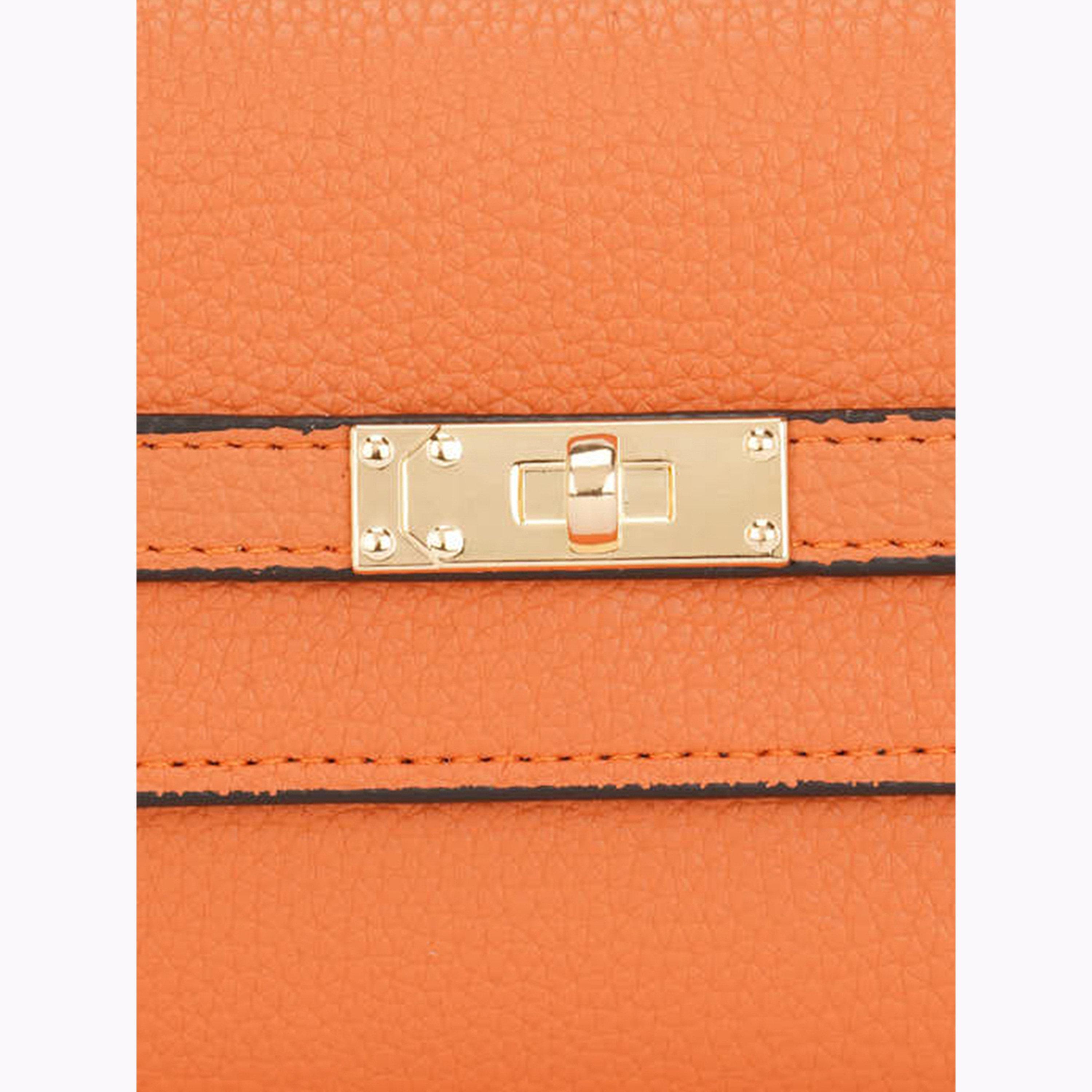 محفظة برتقالية بارزة الملمس بطيتين مع قفل دوار-women-bagsandwallets-wallets-image-5