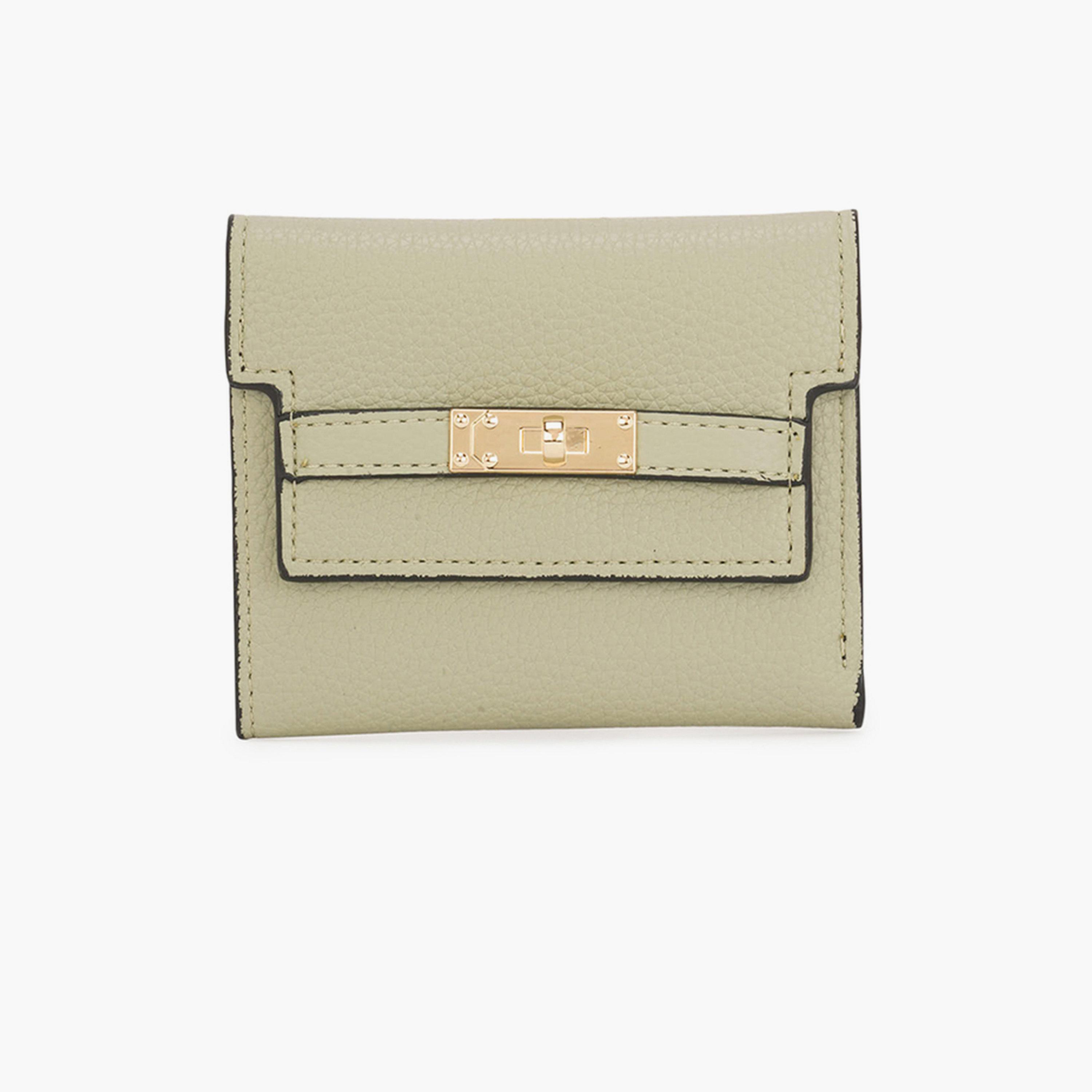 محفظة خضراء بارزة الملمس بطيتين مع قفل دوار-women-bagsandwallets-wallets-image-1