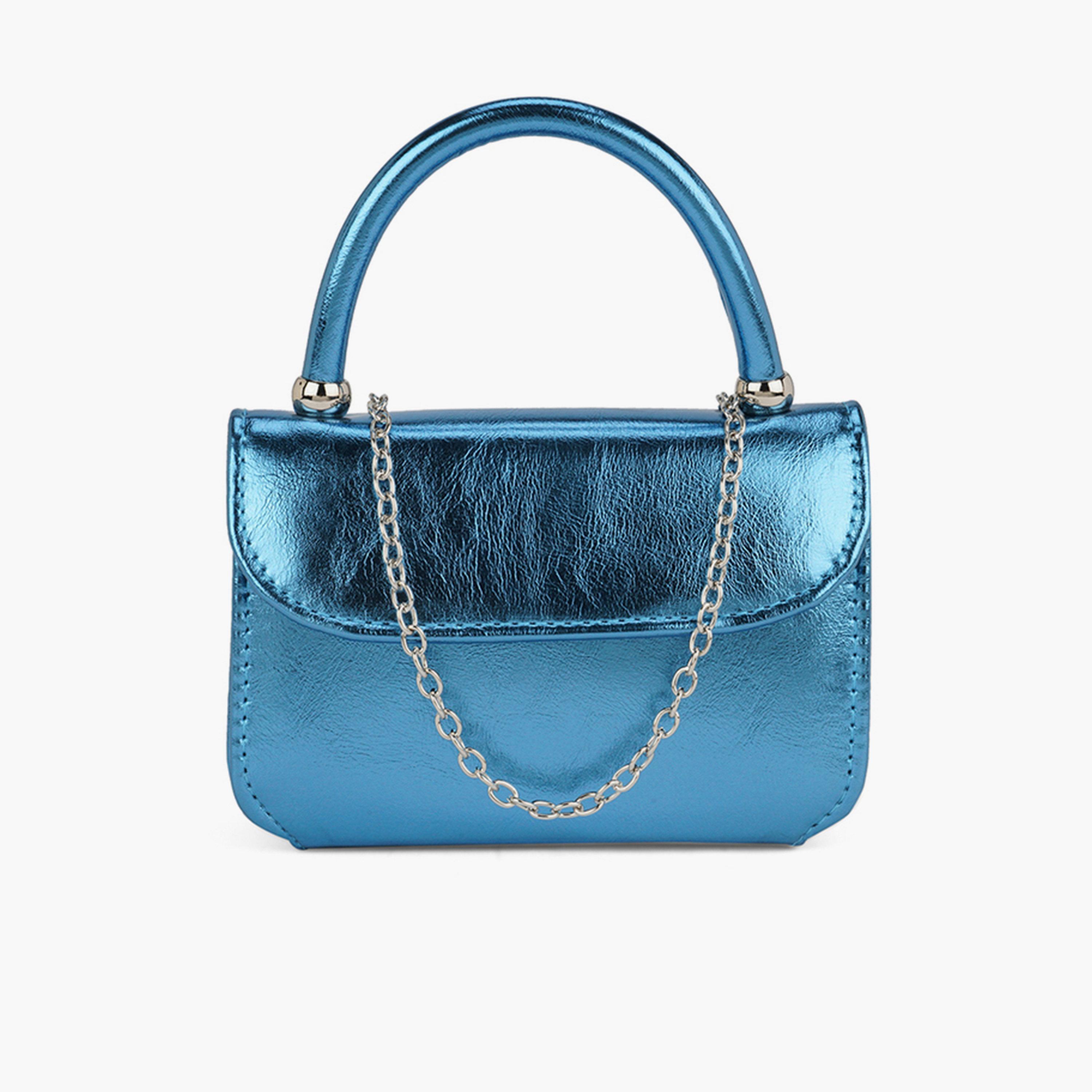 شنطة يد زرقاء تركواز لامعة بمقبض واحد-women-bagsandwallets-handbags-image-1