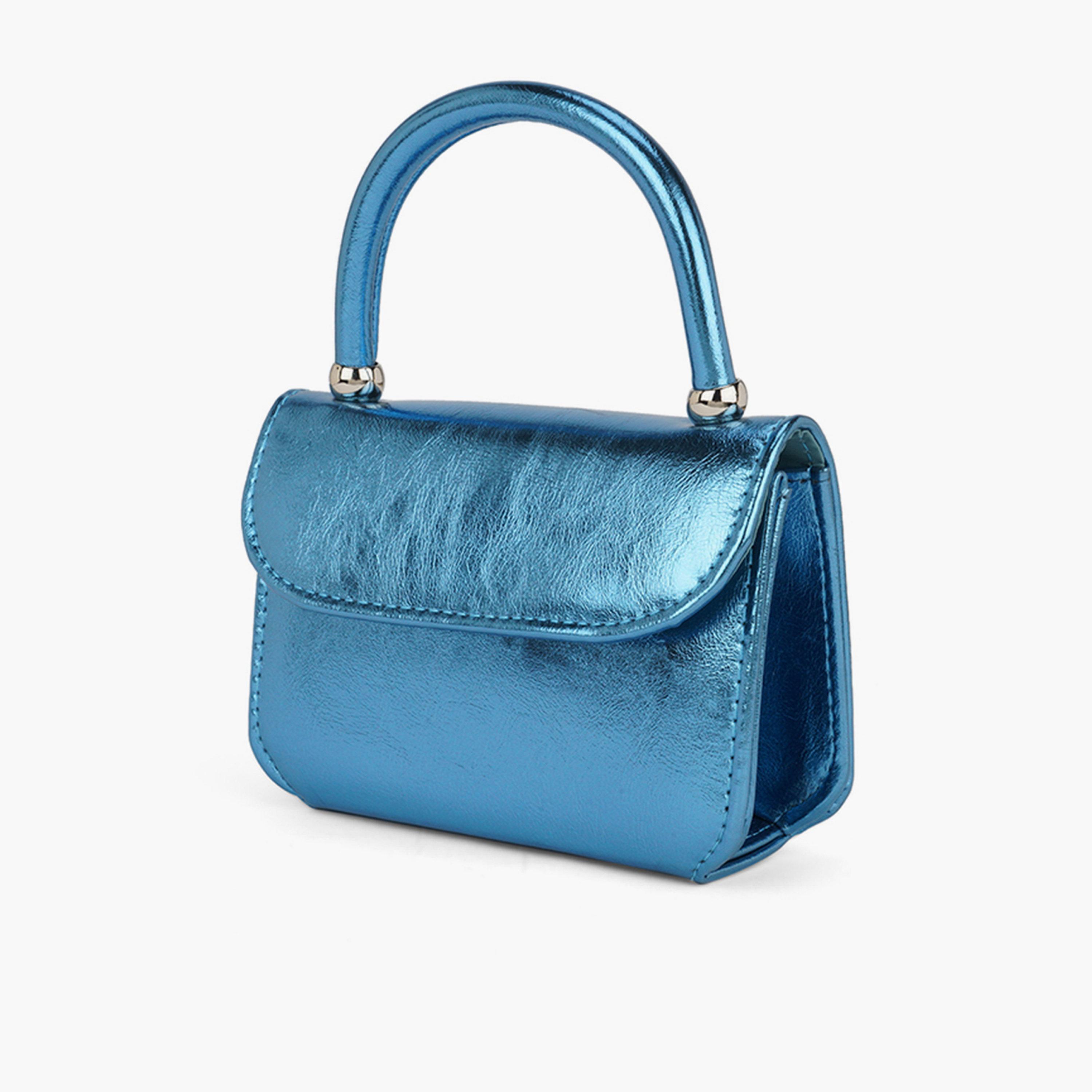 شنطة يد زرقاء تركواز لامعة بمقبض واحد-women-bagsandwallets-handbags-image-2