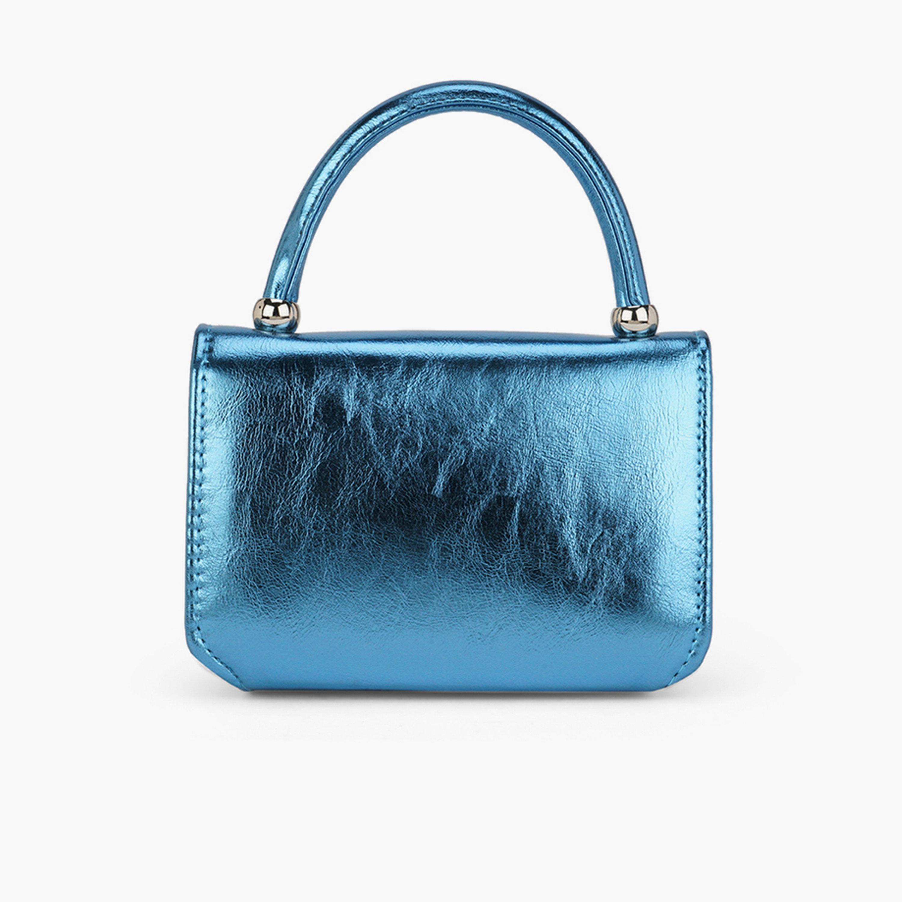 Globus X Styli Turquoise Blue Shiny Single Handle Handbag-women-bagsandwallets-handbags-image-3