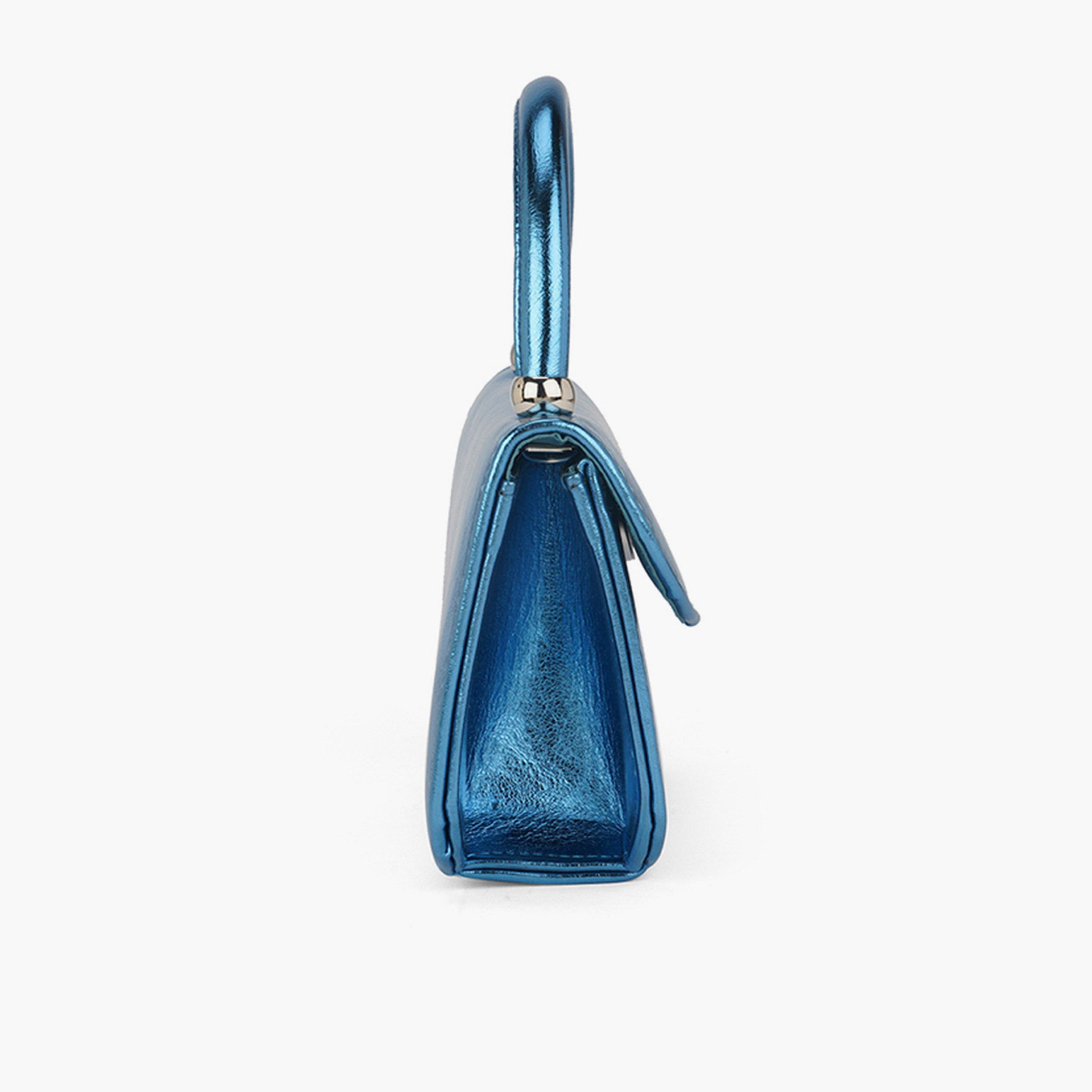 Globus X Styli Turquoise Blue Shiny Single Handle Handbag-women-bagsandwallets-handbags-image-4
