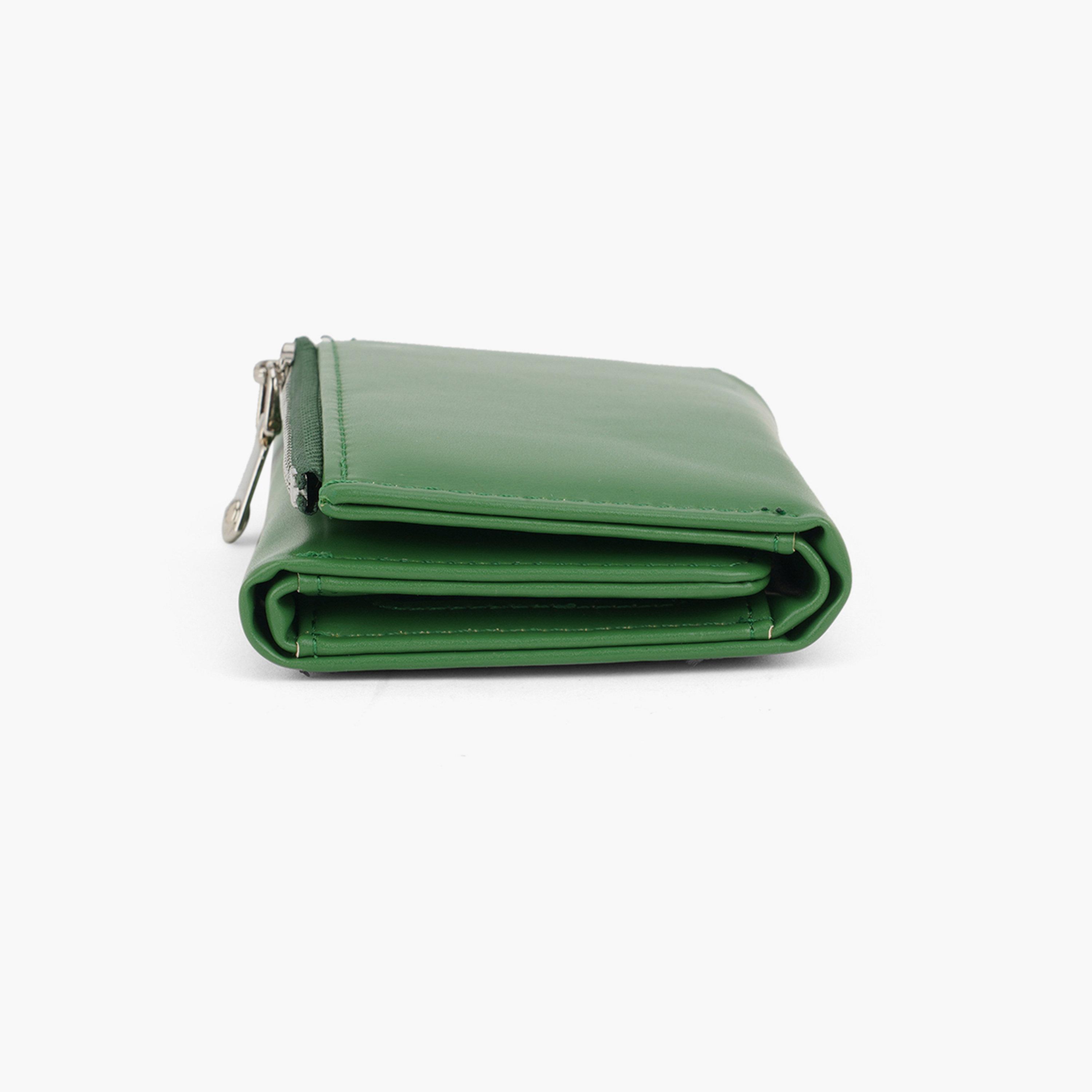 Globus X Styli Green Textured Tri-Fold Wallet with Zip Coin Pocket-women-bagsandwallets-wallets-image-4