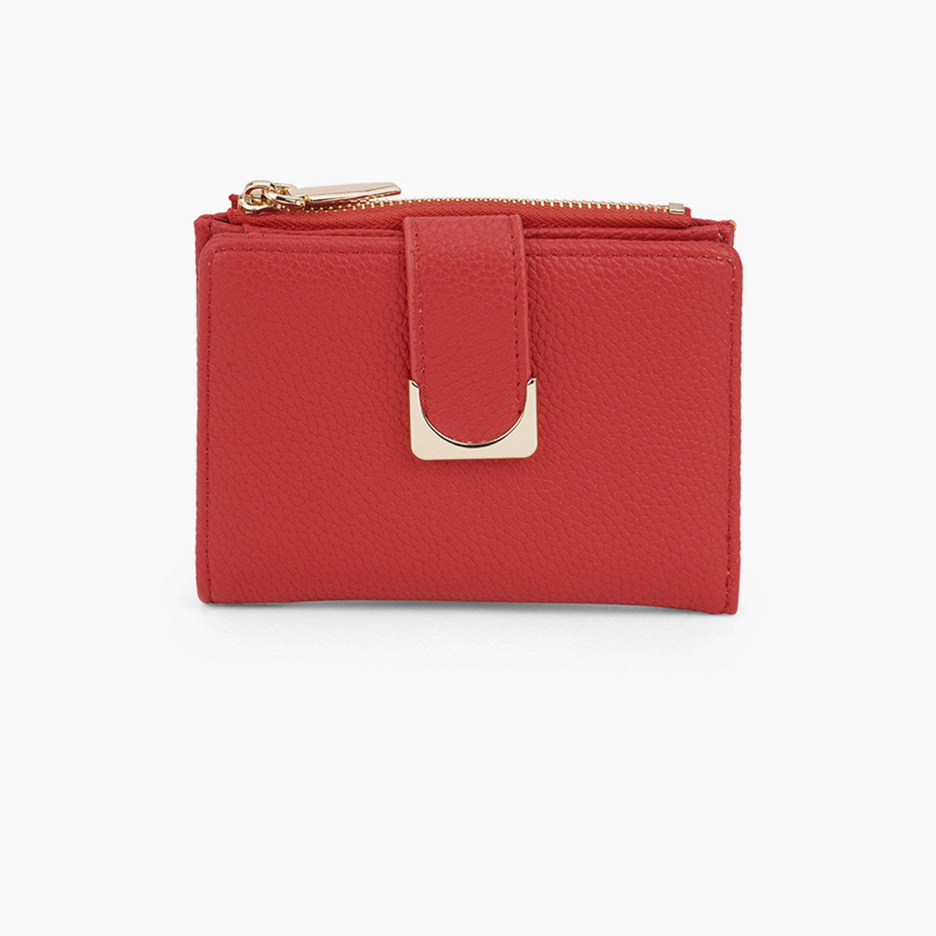 Globus X Styli Red Textured Bi-Fold Wallet with Zip Coin Pocket-women-bagsandwallets-wallets-image-1