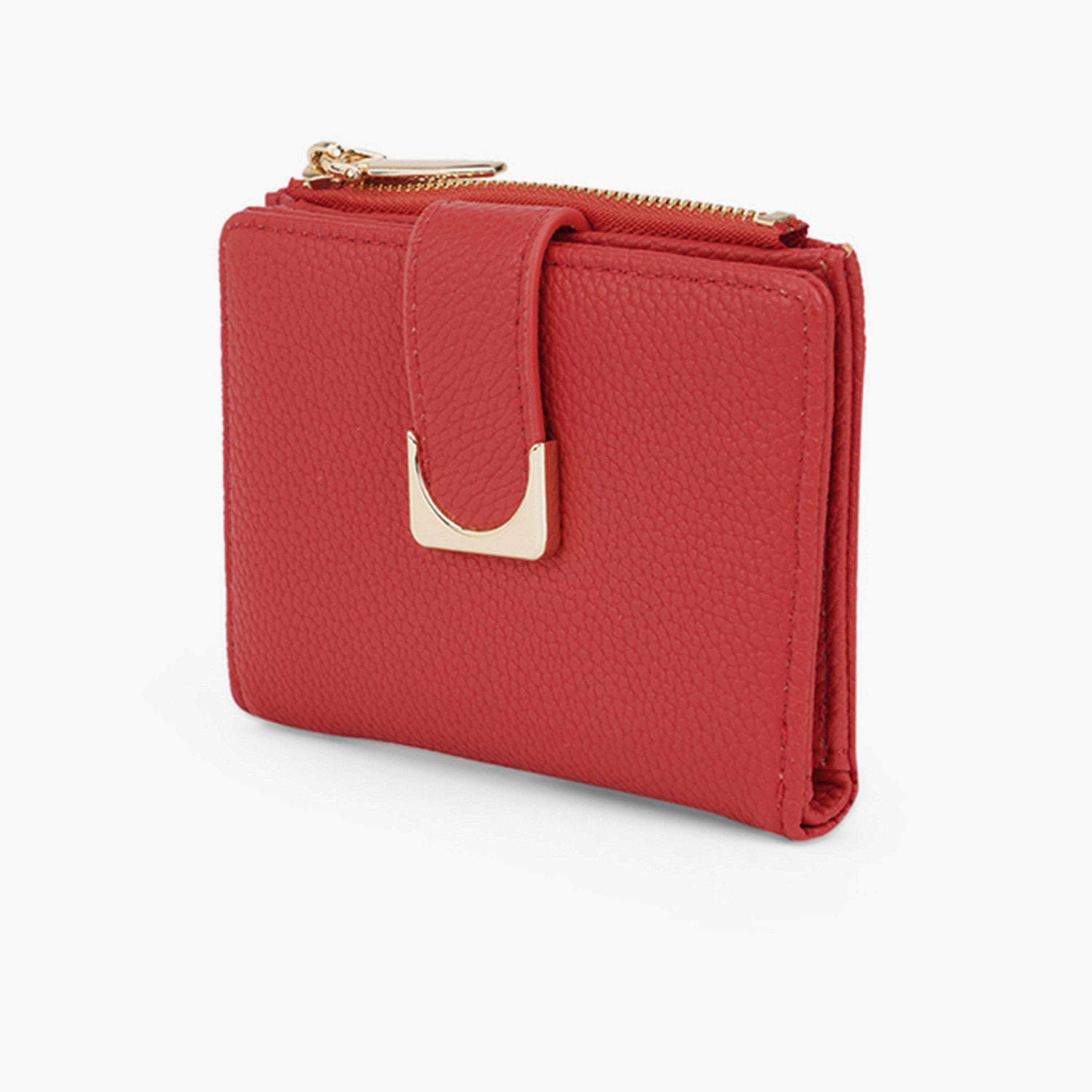 Globus X Styli Red Textured Bi-Fold Wallet with Zip Coin Pocket-women-bagsandwallets-wallets-image-2