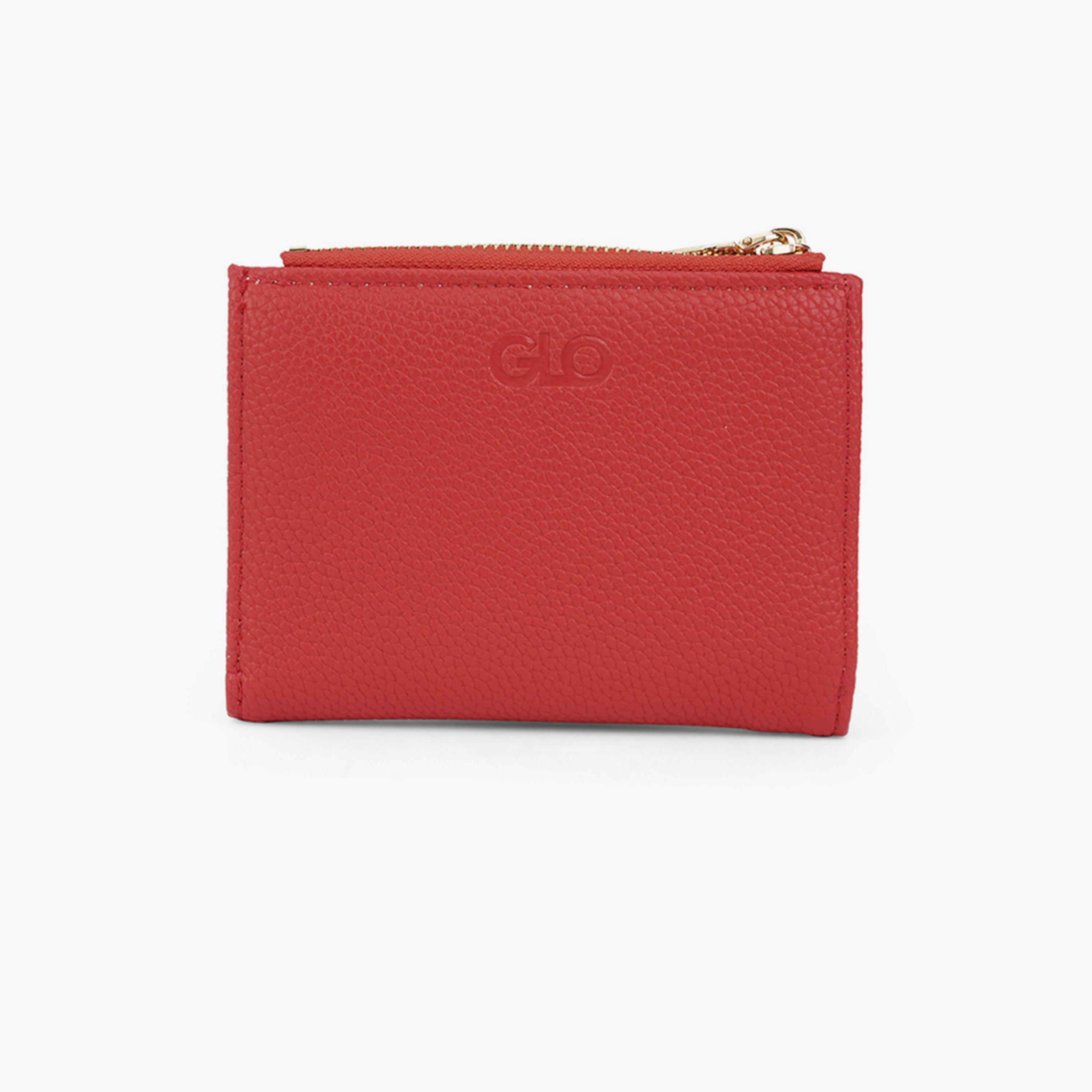 Globus X Styli Red Textured Bi-Fold Wallet with Zip Coin Pocket-women-bagsandwallets-wallets-image-3