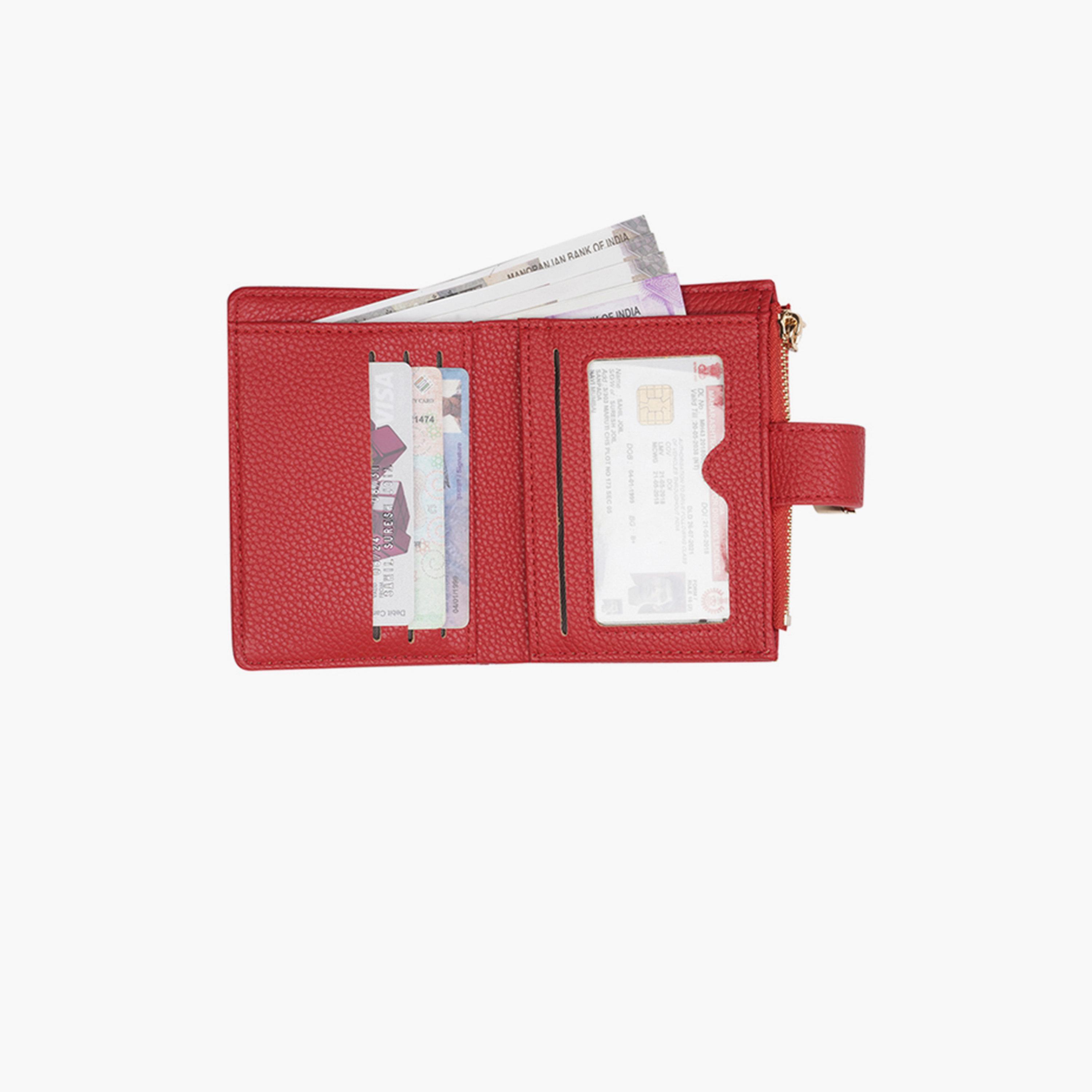 Globus X Styli Red Textured Bi-Fold Wallet with Zip Coin Pocket-women-bagsandwallets-wallets-image-5