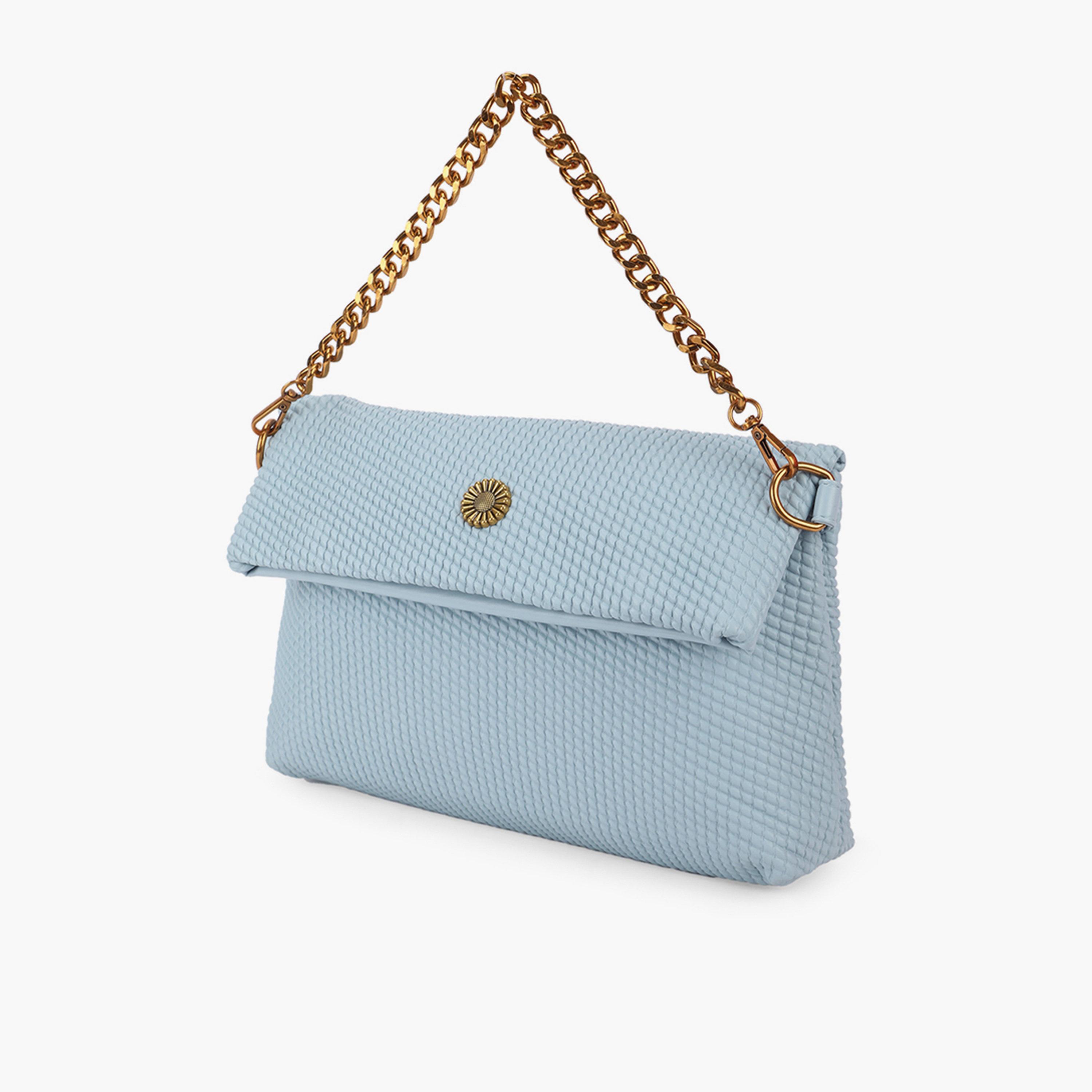 Globus X Styli Blue Textured Chain Handle Shoulder Bag-women-bagsandwallets-handbags-image-2