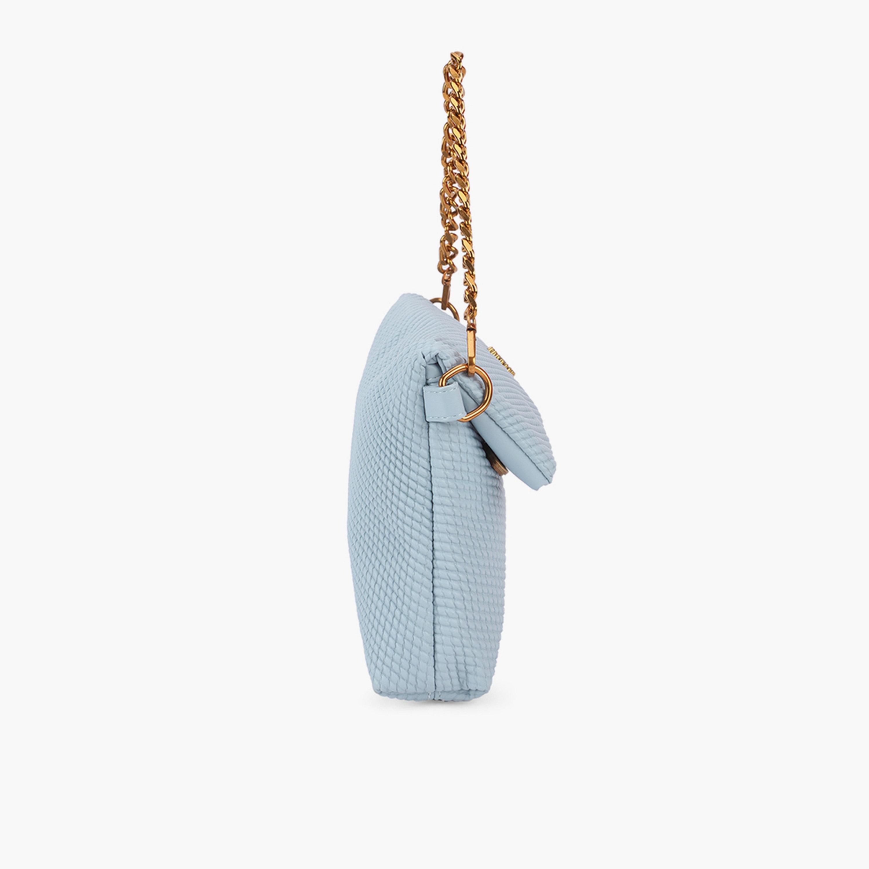 شنطة كتف زرقاء بارزة الملمس بمقبض سلسلة-women-bagsandwallets-handbags-image-4