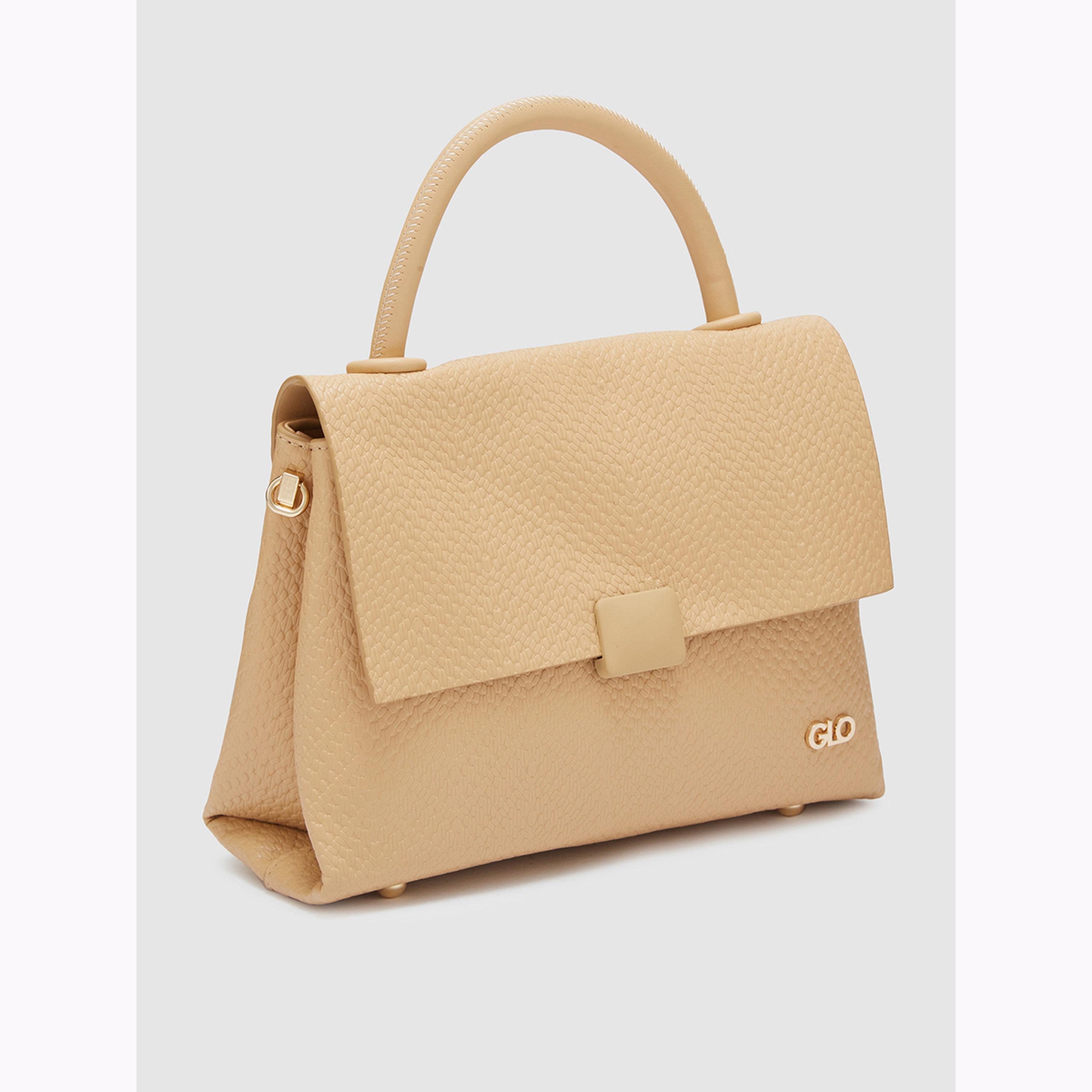 Globus X Styli Khaki Textured Handbag with Top Handle-women-bagsandwallets-handbags-image-4