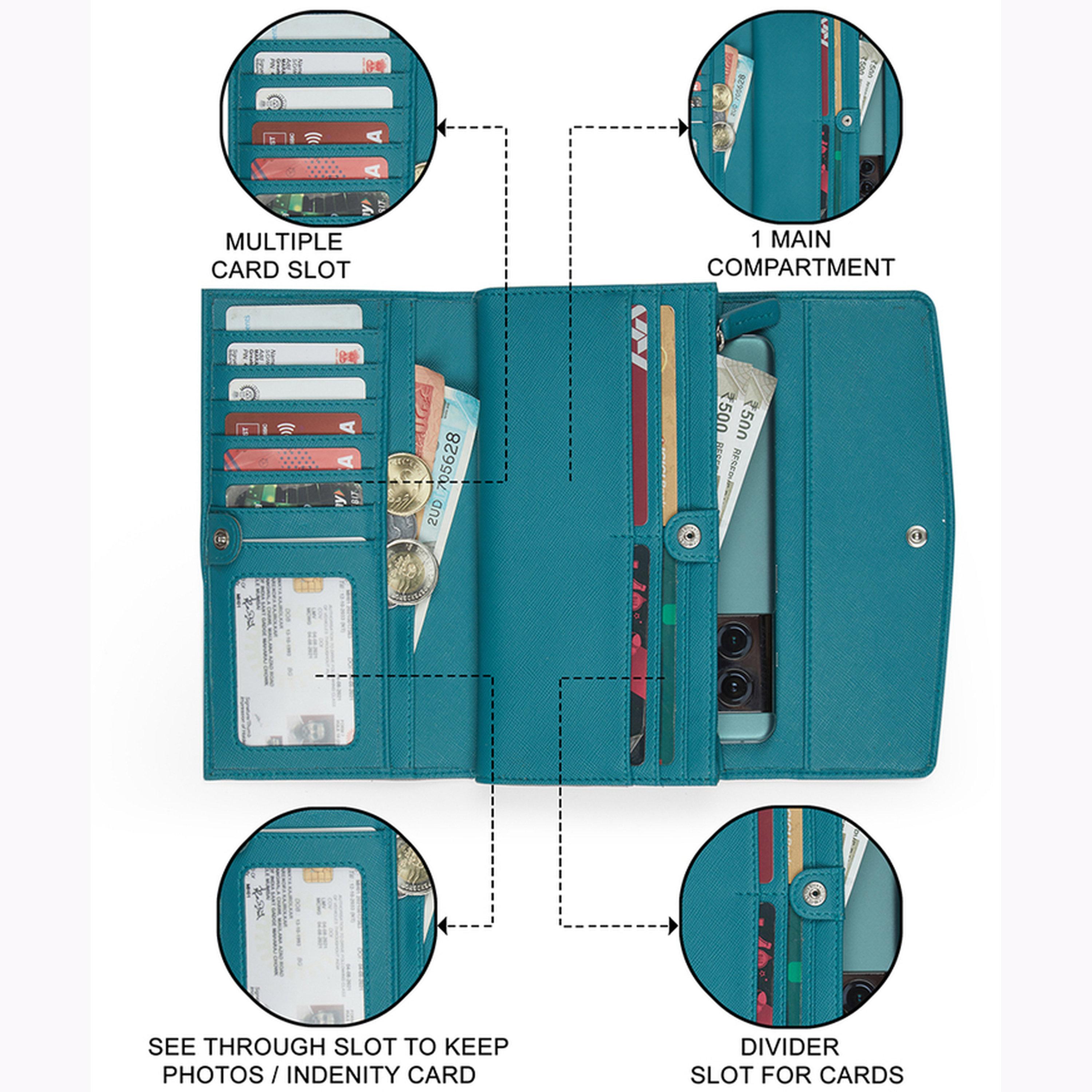 محفظة زرقاء بارزة الملمس بفتحات متعددة للبطاقات-women-bagsandwallets-wallets-image-6