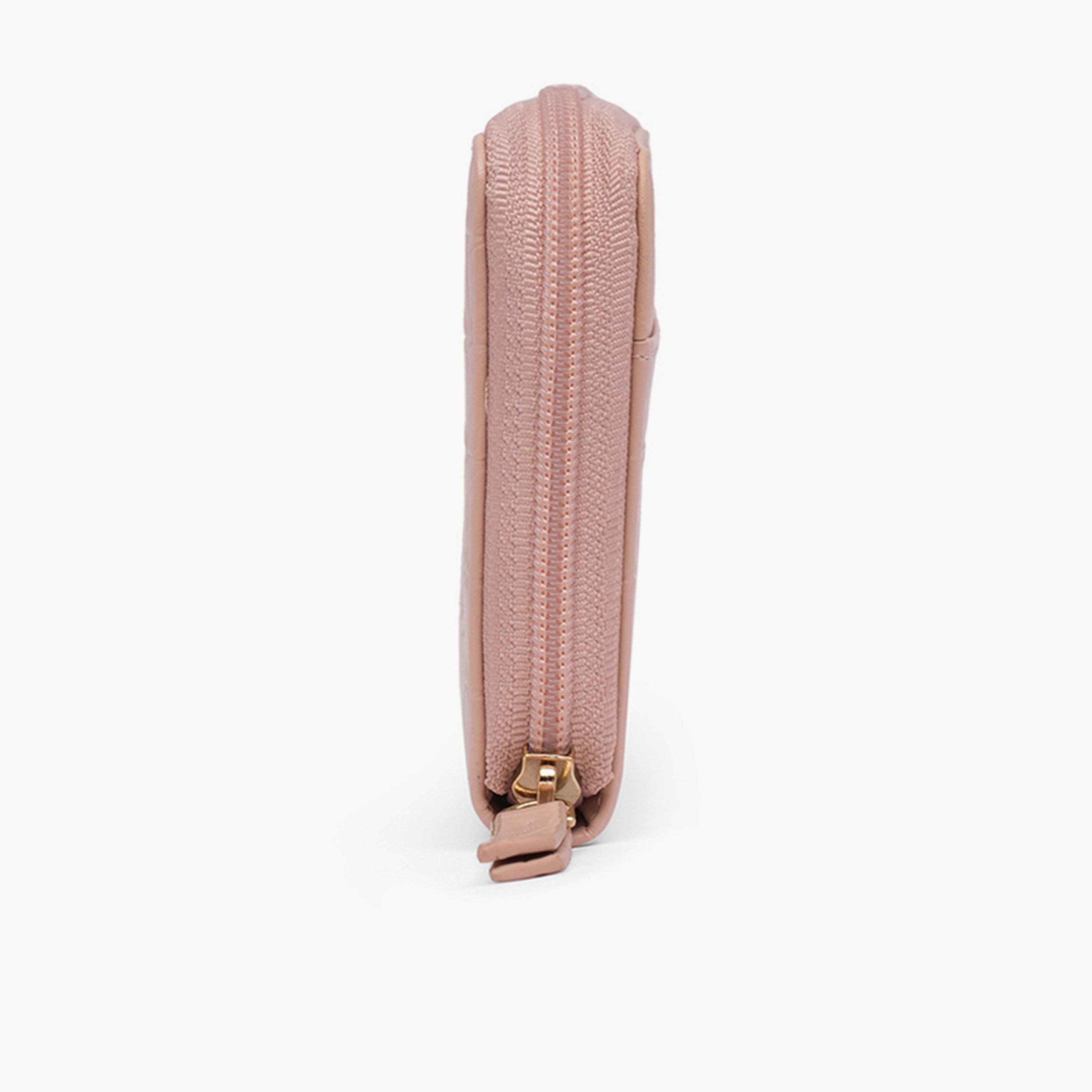 محفظة وردية بملمس جلد التمساح مع جيب عملات-women-bagsandwallets-wallets-image-5