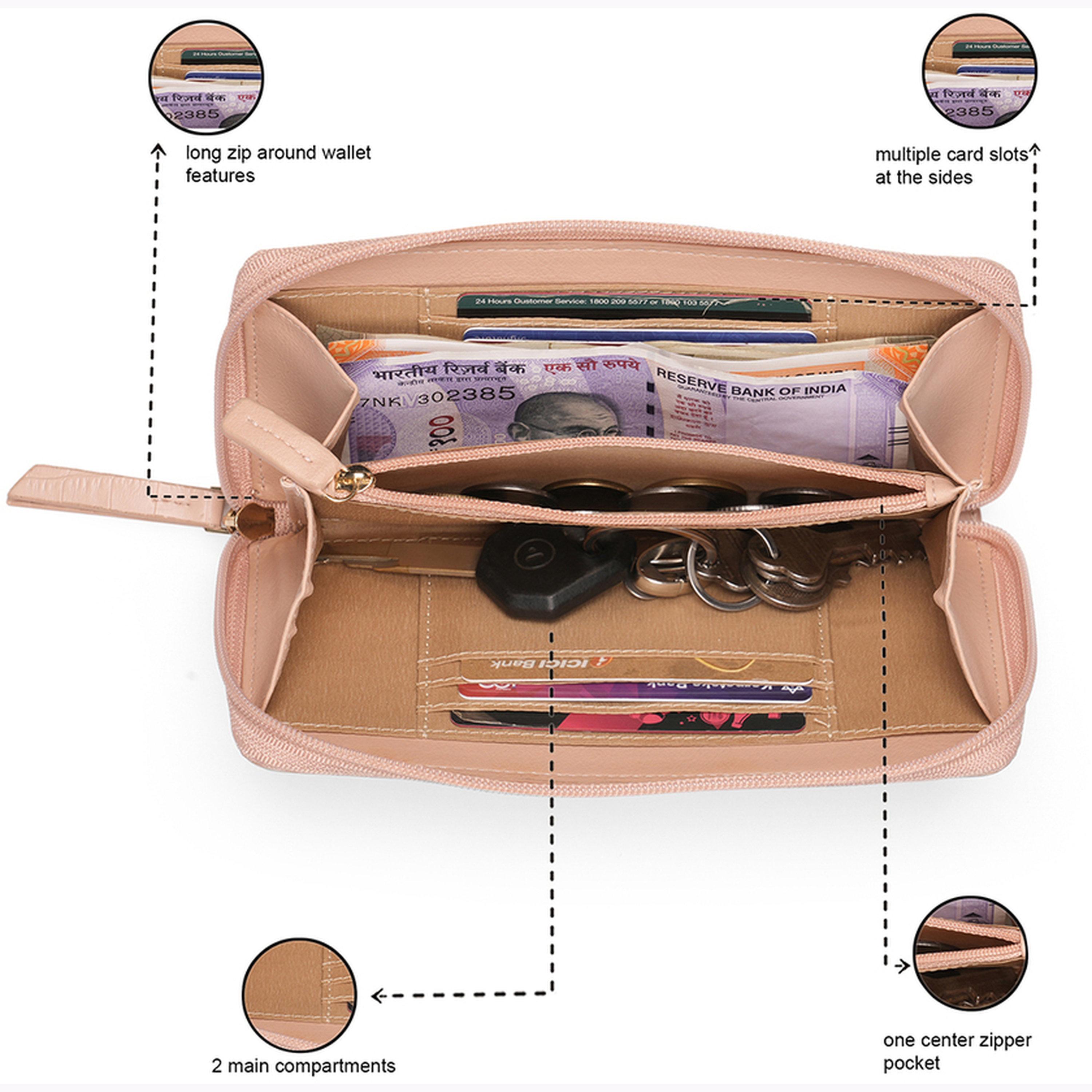 محفظة وردية بملمس جلد التمساح مع جيب عملات-women-bagsandwallets-wallets-image-6
