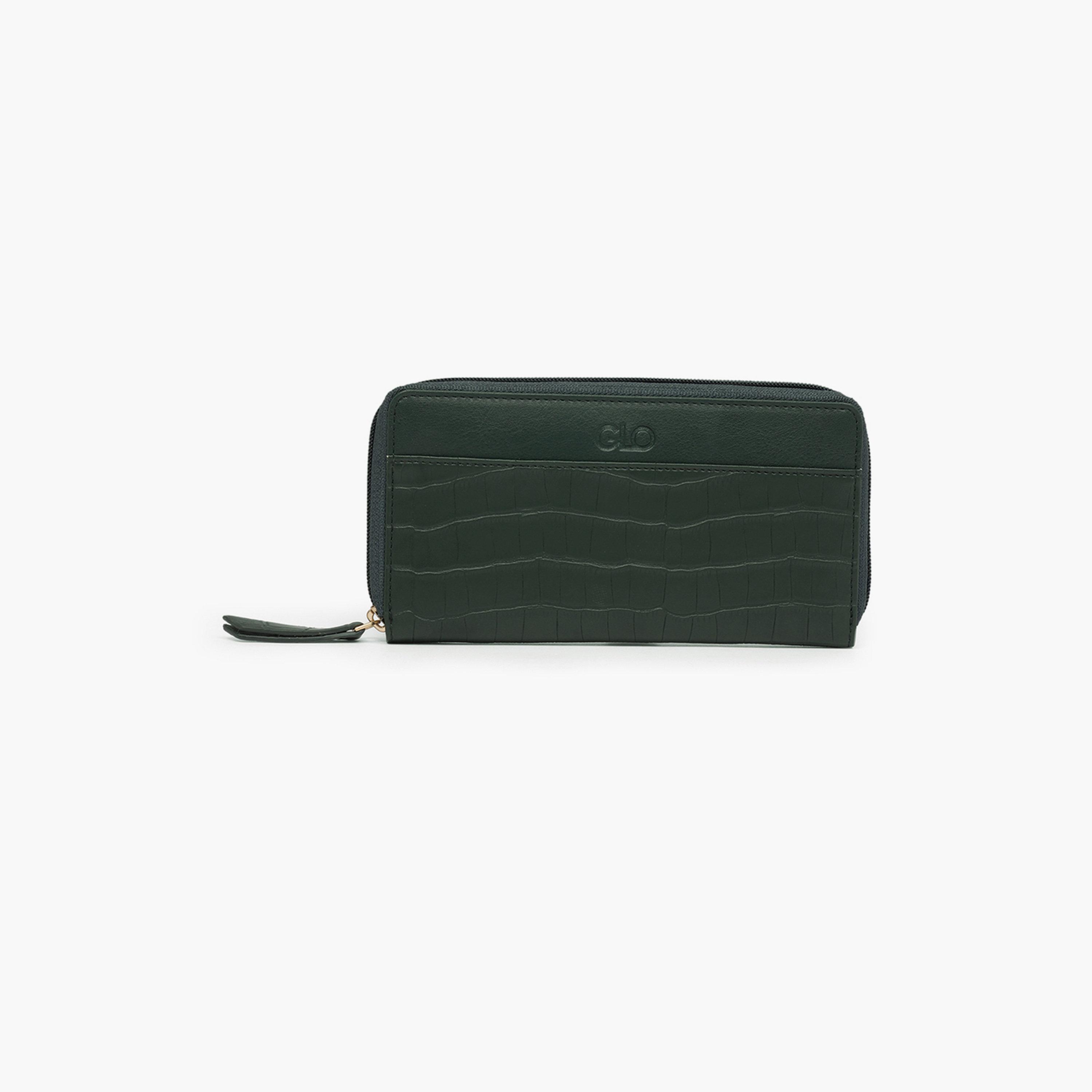 Globus X Styli Dark Green Croc Skin Textured Wallet with Coin Pocket-women-bagsandwallets-wallets-image-1
