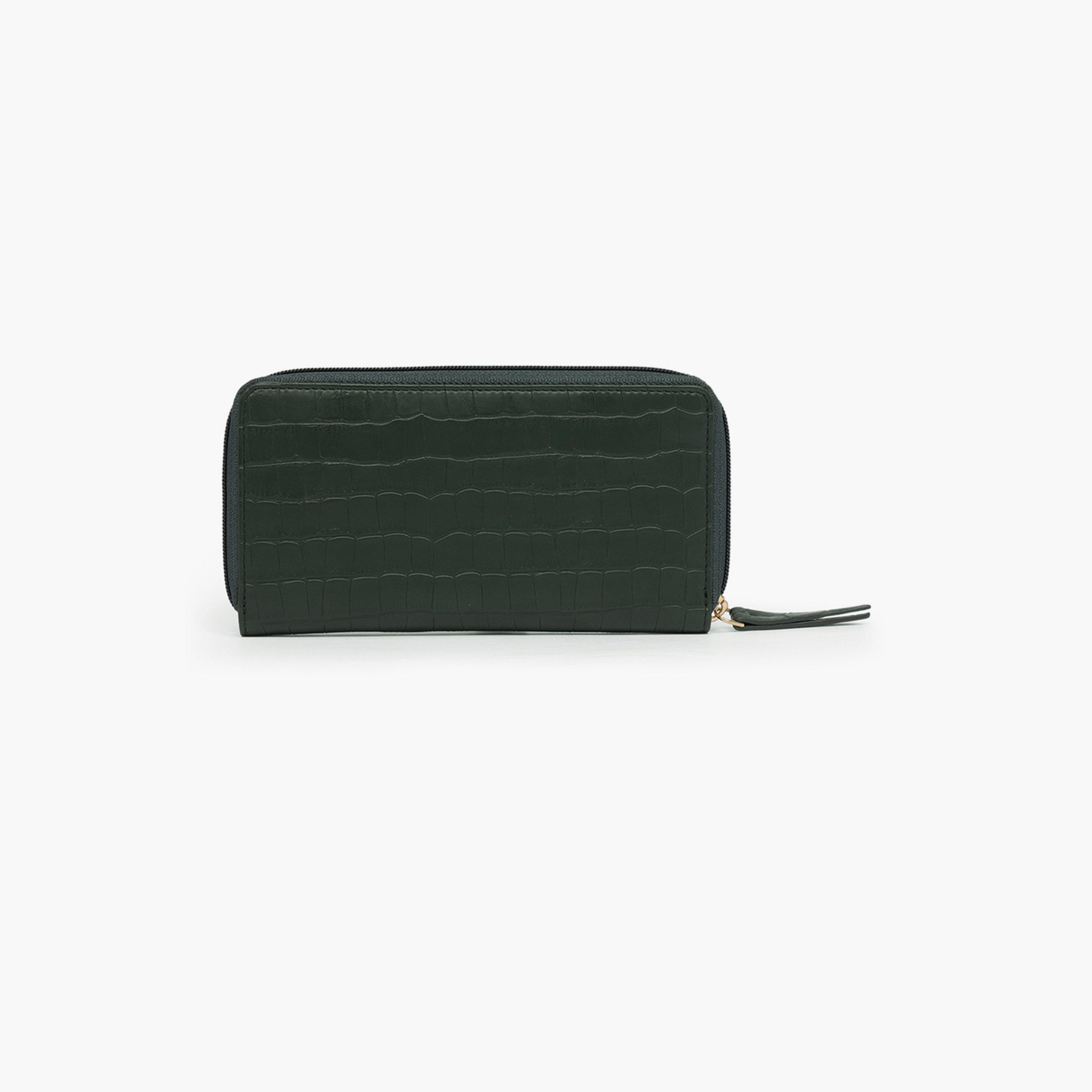 محفظة خضراء داكنة بملمس جلد التمساح مع جيب عملات-women-bagsandwallets-wallets-image-4