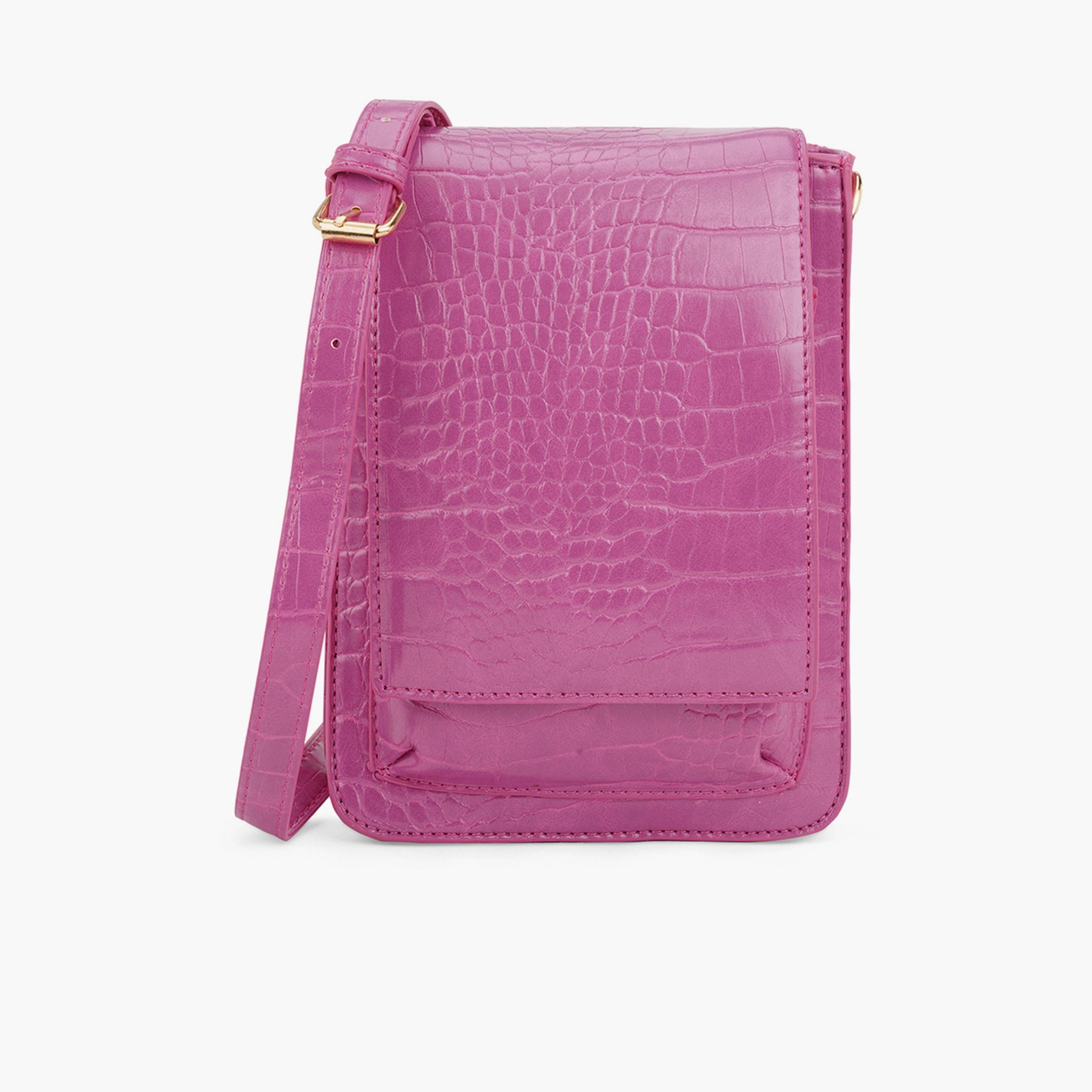 شنطة كروس وردية بملمس جلد التمساح-women-bagsandwallets-handbags-image-1