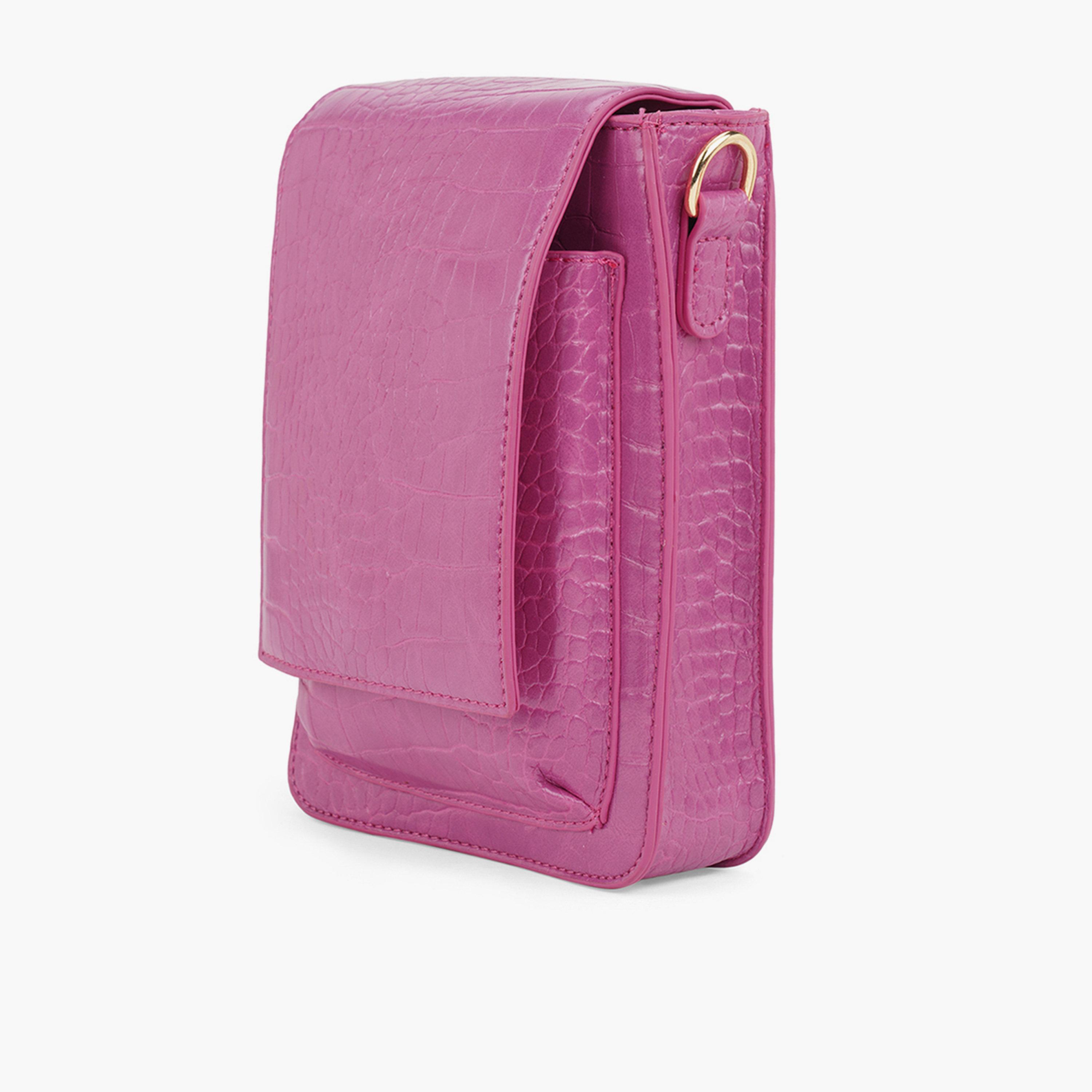 Globus X Styli Pink Croc Skin Textured Crossbody Bag-women-bagsandwallets-handbags-image-2