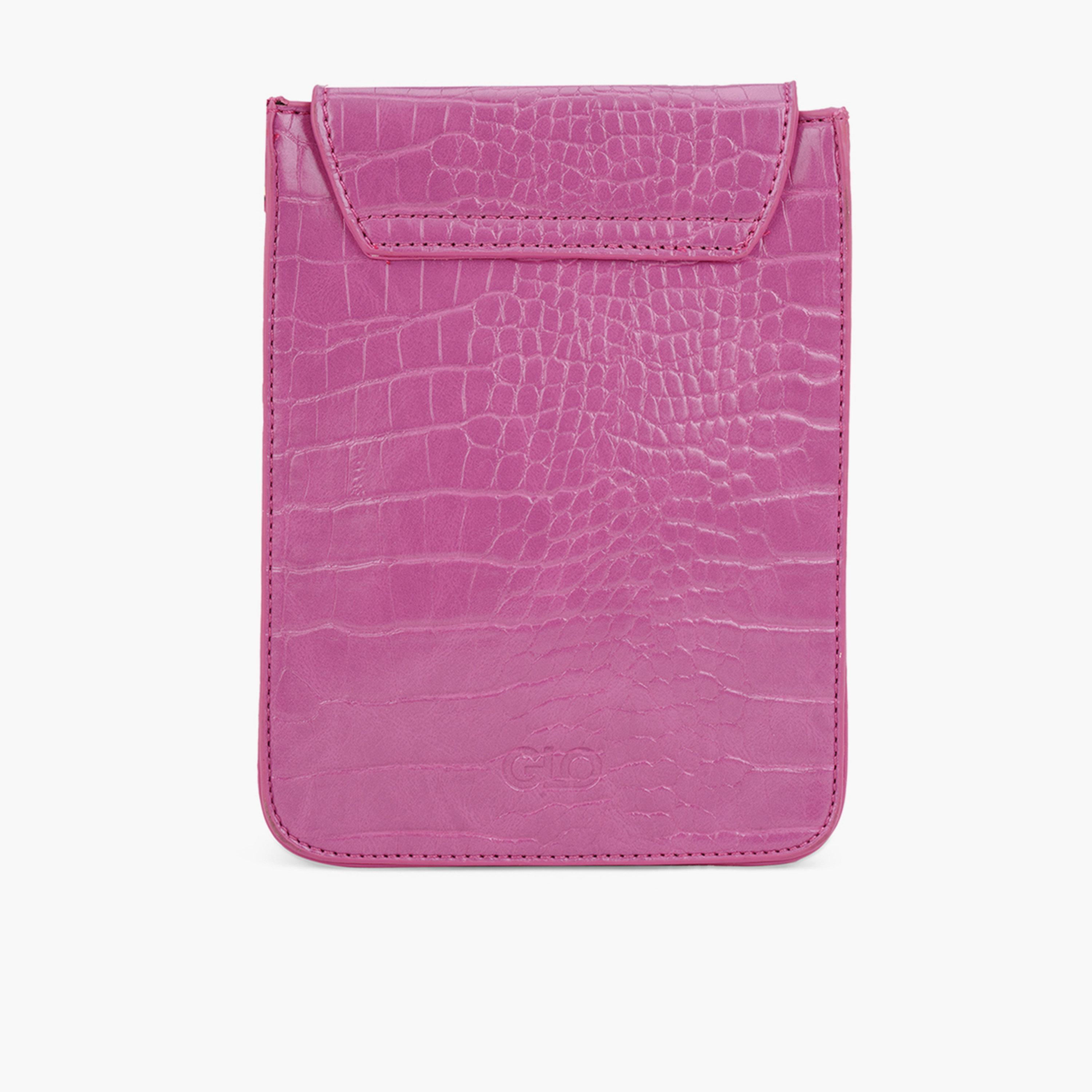 Globus X Styli Pink Croc Skin Textured Crossbody Bag-women-bagsandwallets-handbags-image-3