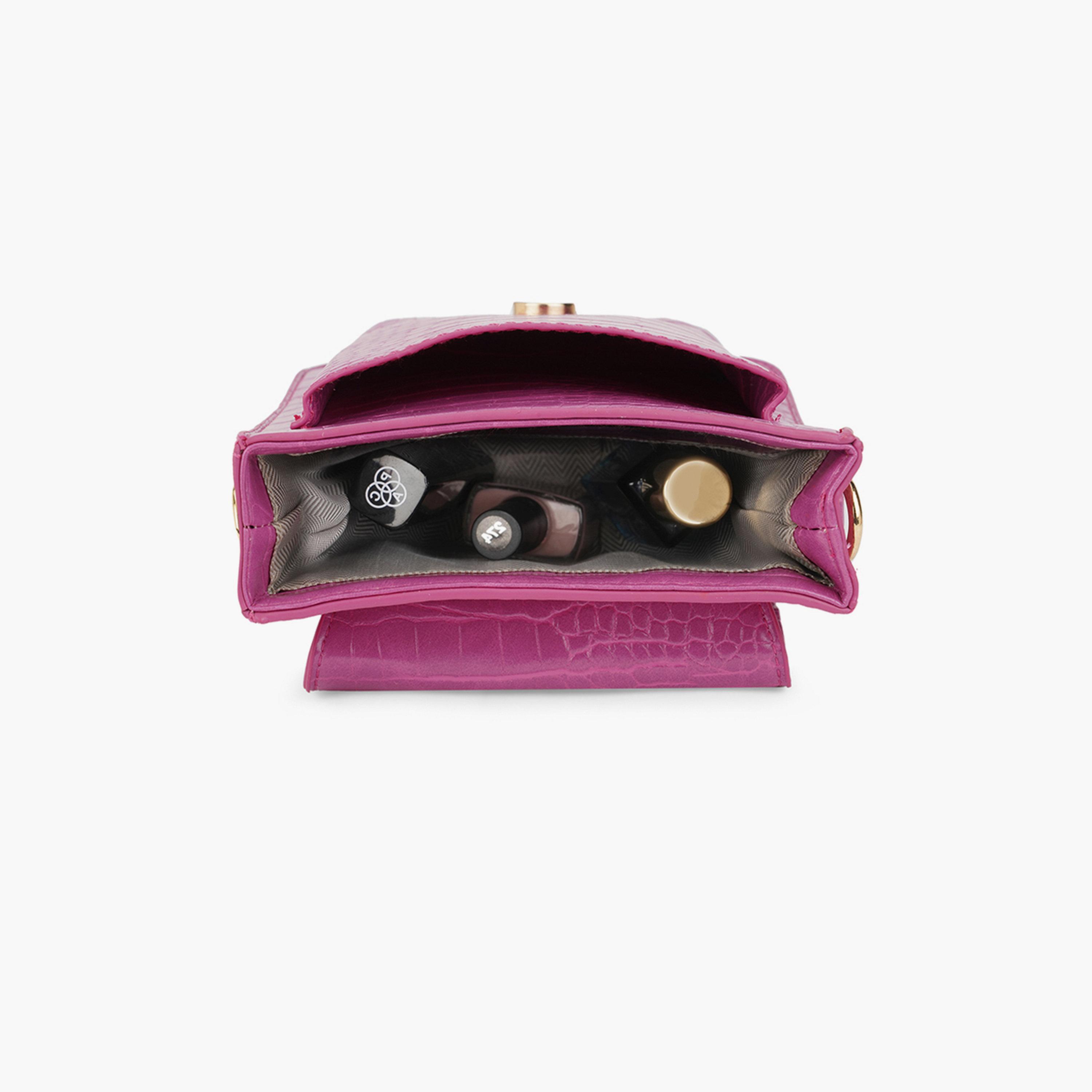 Globus X Styli Pink Croc Skin Textured Crossbody Bag-women-bagsandwallets-handbags-image-5
