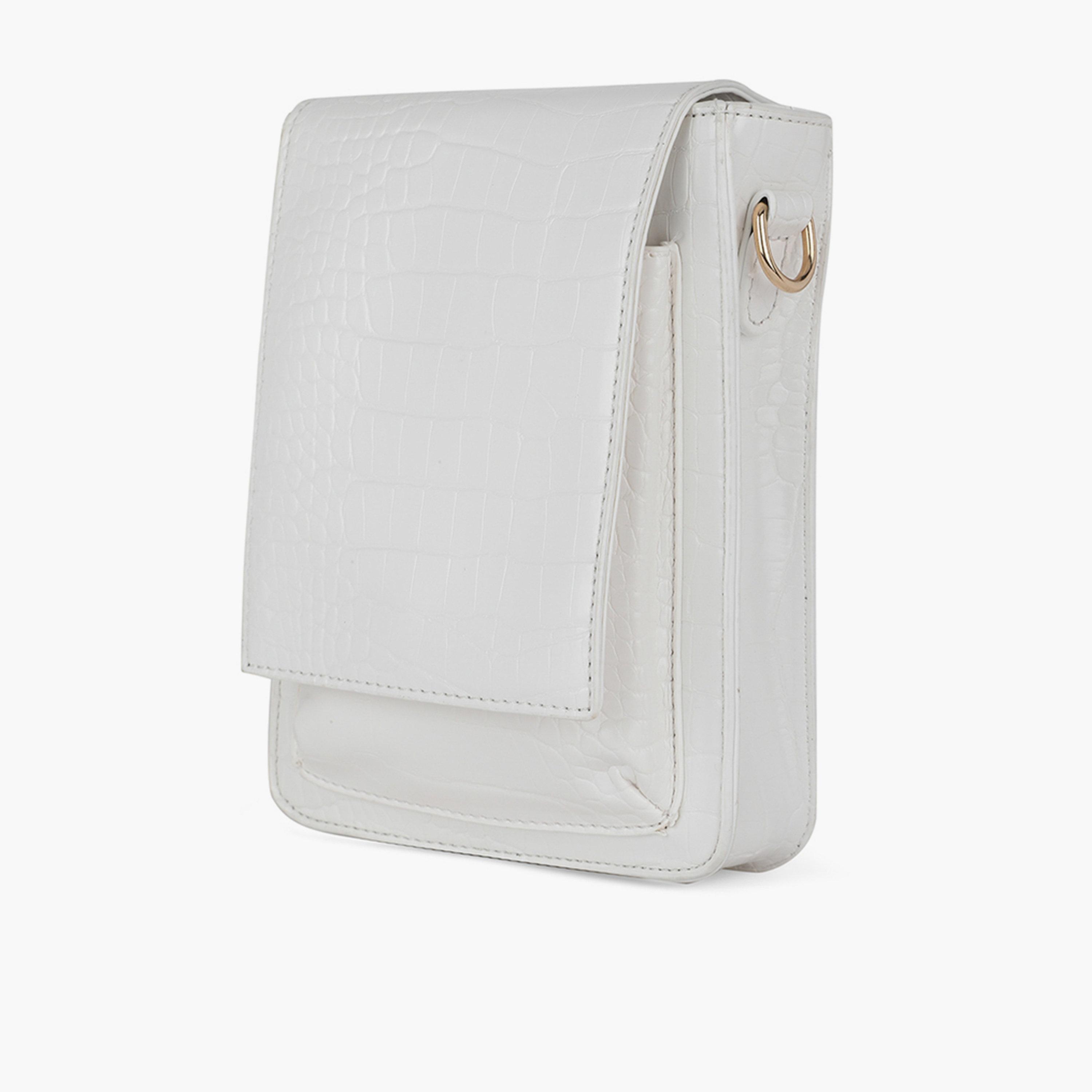 Globus X Styli White Croc Skin Textured Crossbody Bag-women-bagsandwallets-handbags-image-2