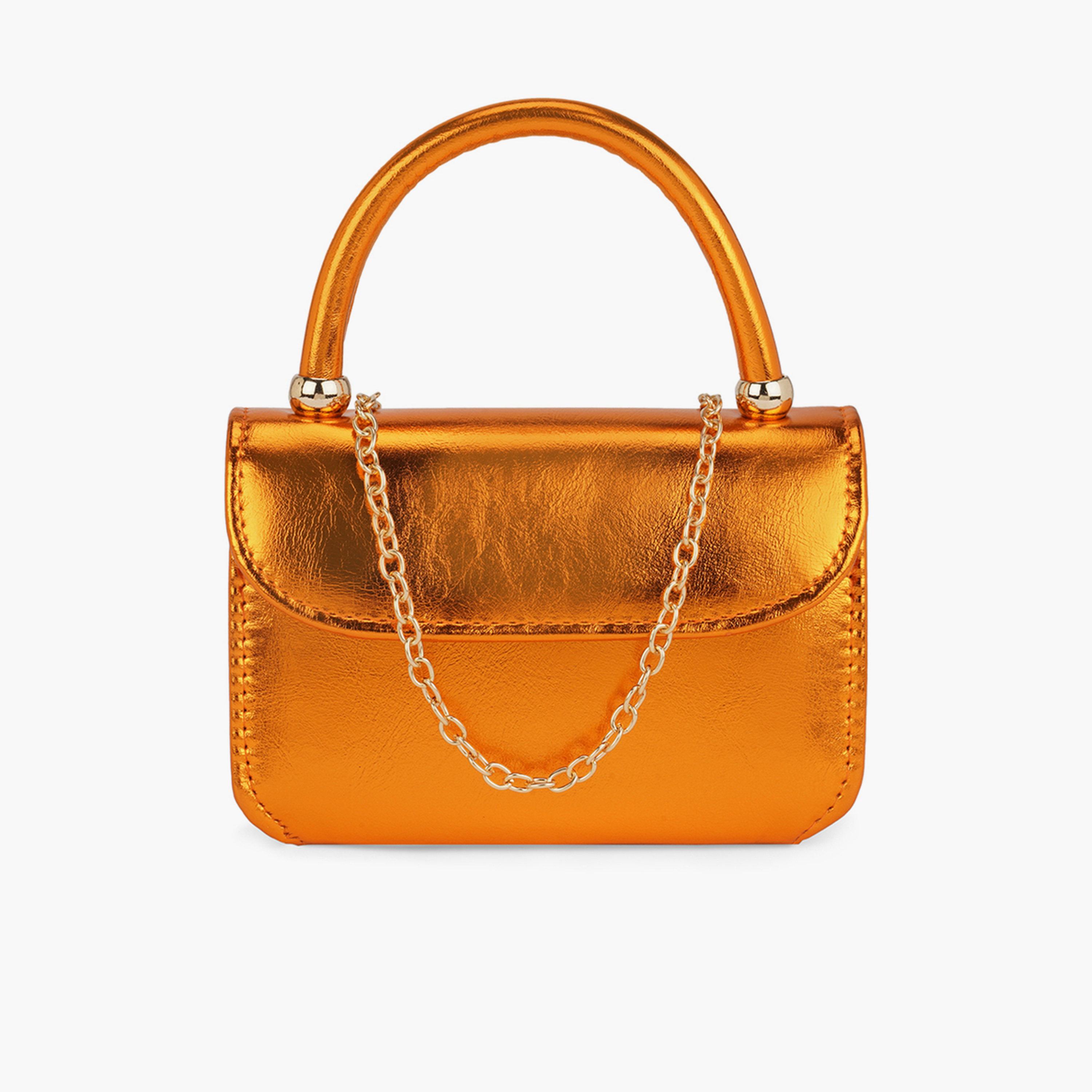 شنطة كروس برتقالية لامعة بحزام سلسلة قابل للفصل-women-bagsandwallets-handbags-image-1