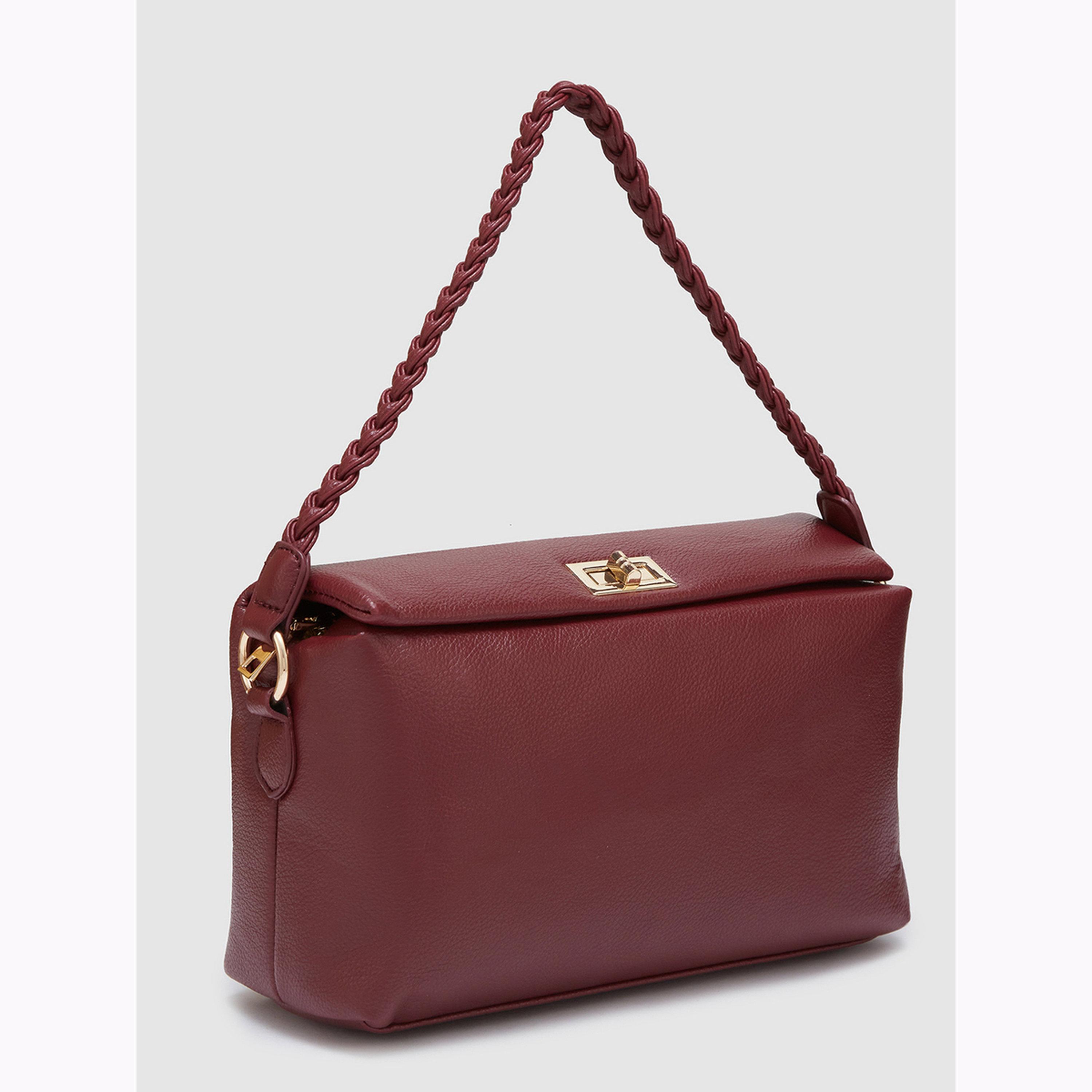 شنطة كتف مارون بمقبض مضفر-women-bagsandwallets-handbags-image-3
