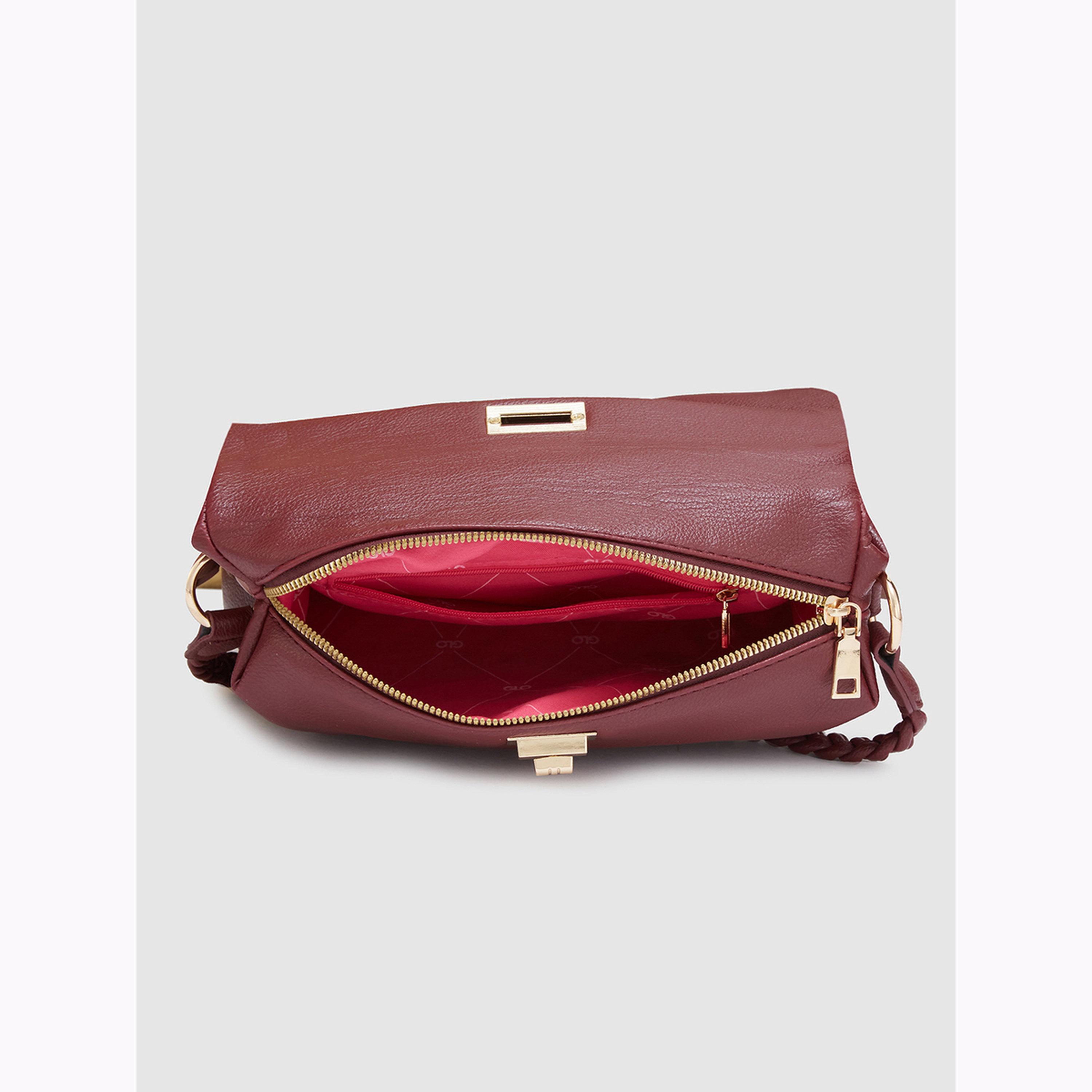 Globus X Styli Maroon Braided Handle Shoulder Bag-women-bagsandwallets-handbags-image-5