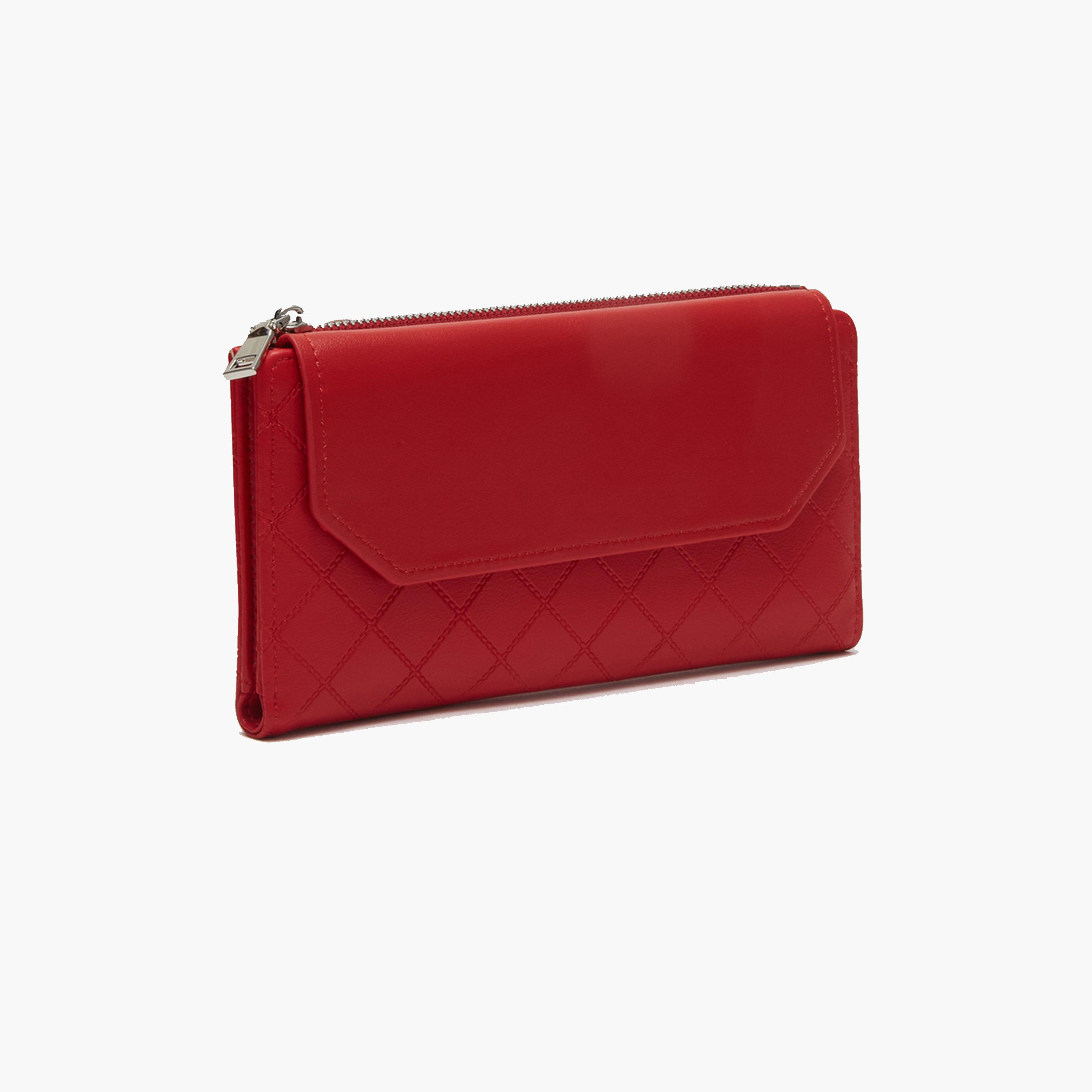 محفظة حمراء بارزة الملمس وبتصميم مبطن-women-bagsandwallets-wallets-image-4