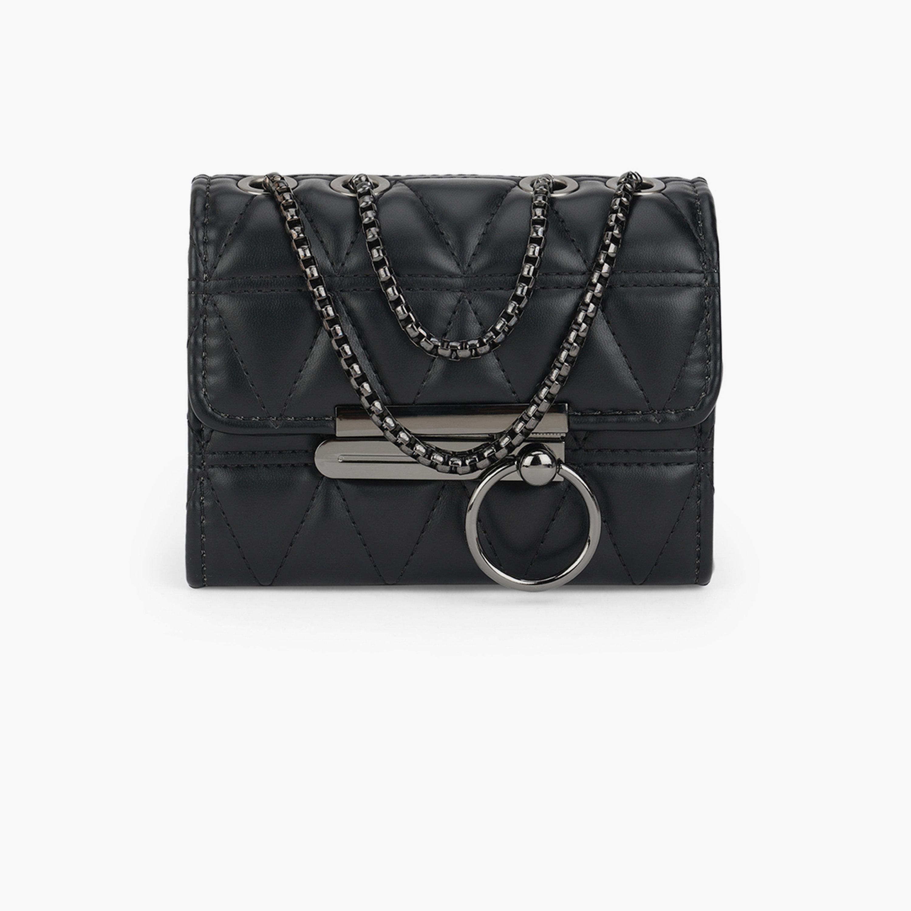 شنطة كروس سوداء بتصميم مبطن ومنفوخ-women-bagsandwallets-handbags-image-1