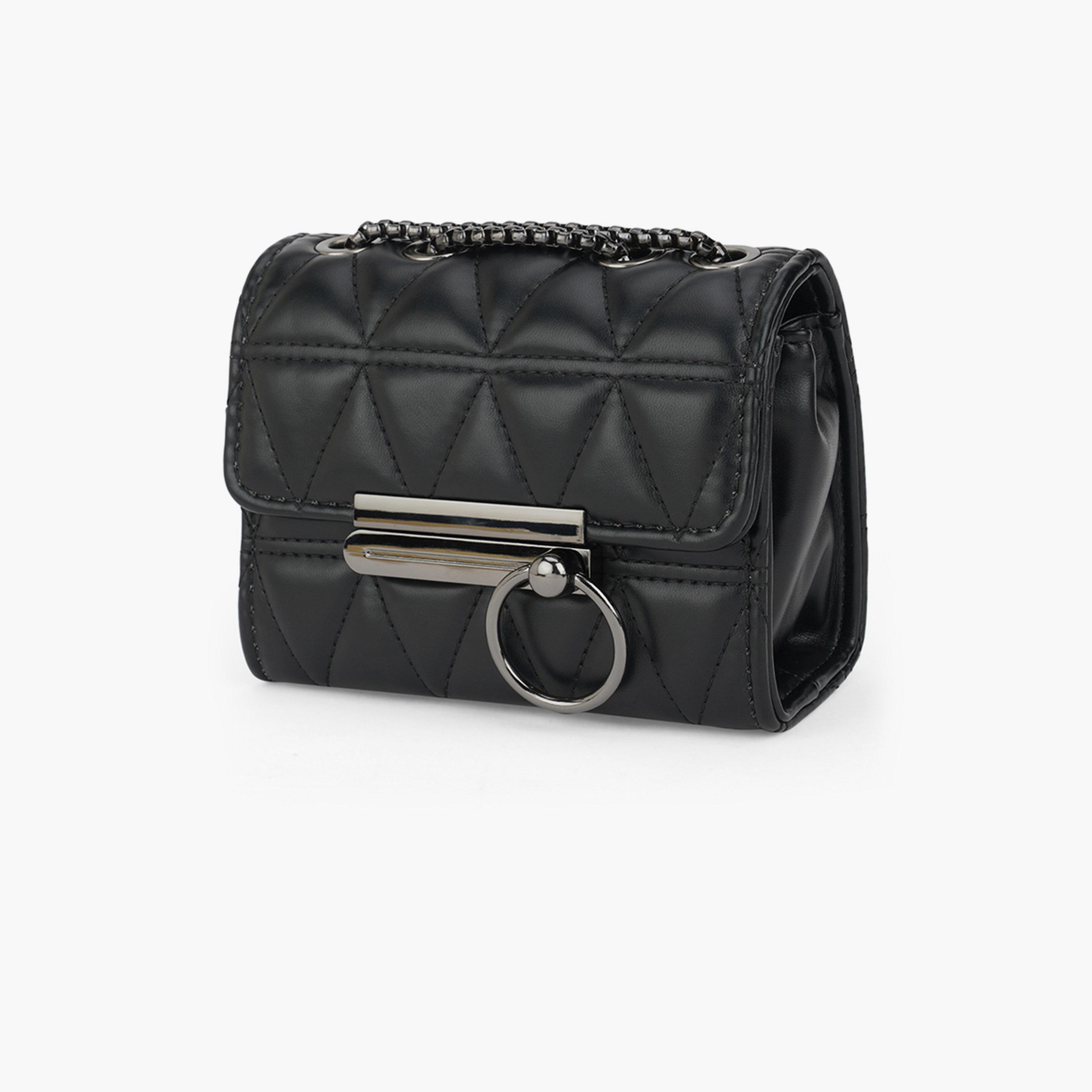 Globus X Styli Black Puffed Quilted Crossbody Bag-women-bagsandwallets-handbags-image-2
