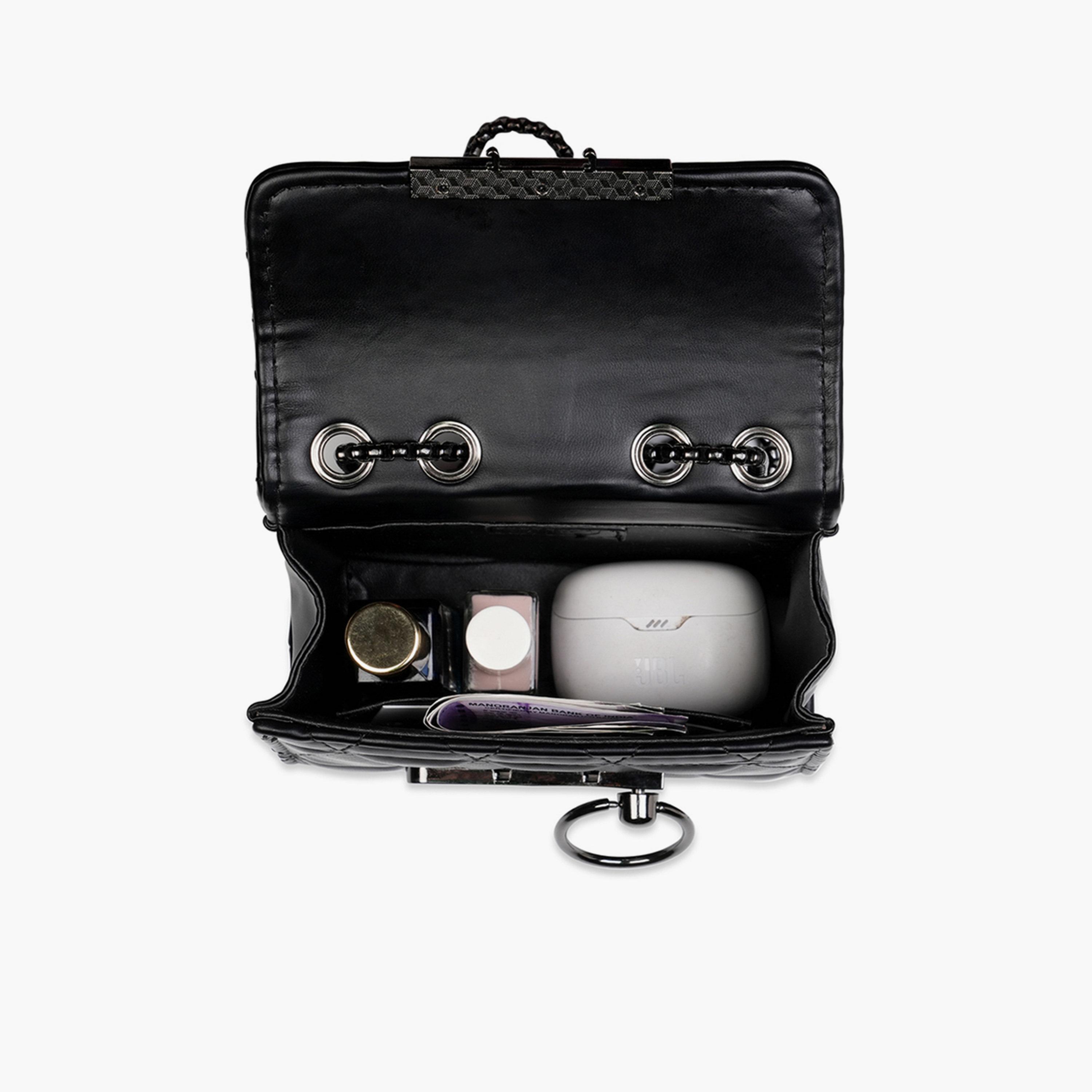 Globus X Styli Black Puffed Quilted Crossbody Bag-women-bagsandwallets-handbags-image-5