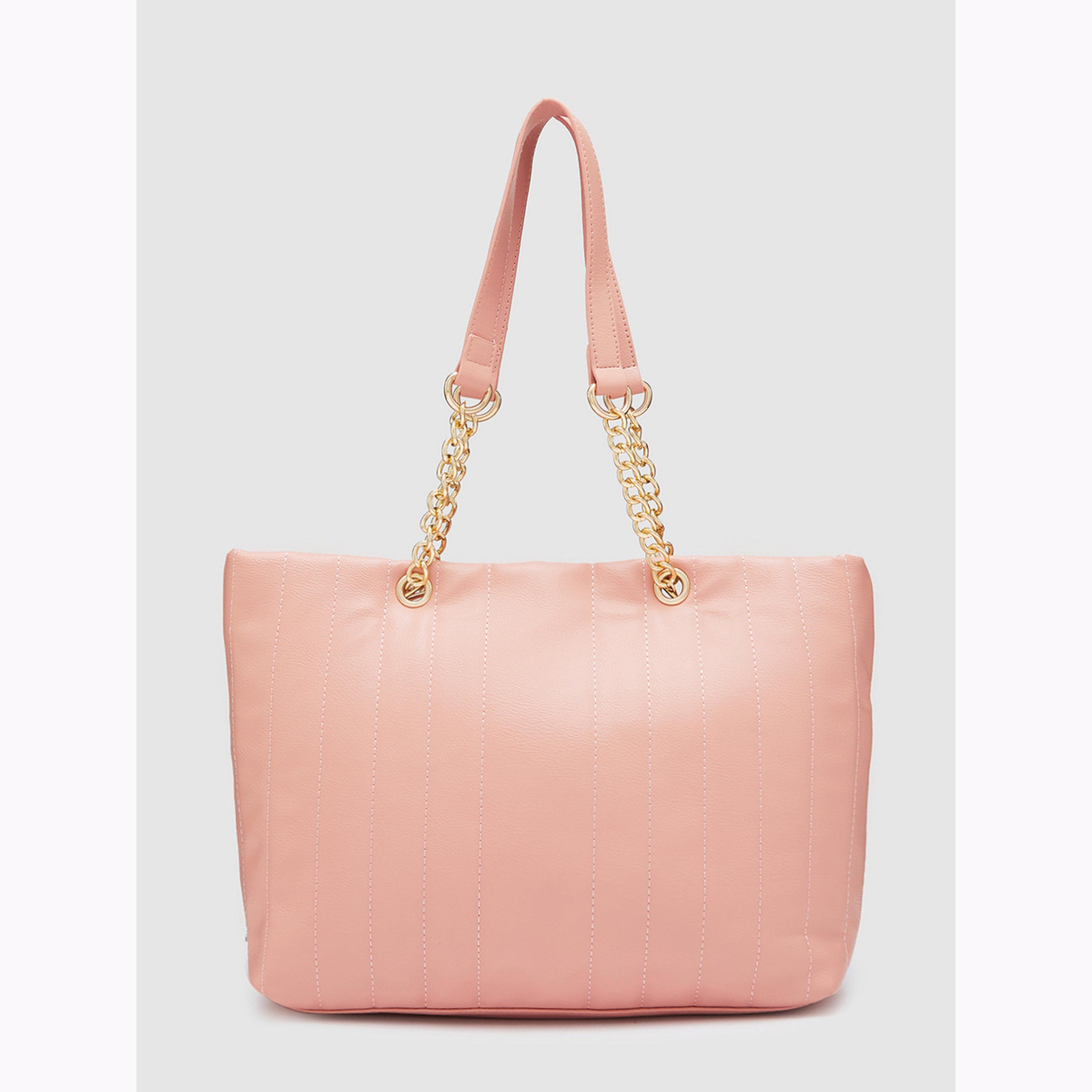 Globus X Styli Pink Quilted Tote Bag with Chain Straps-women-bagsandwallets-handbags-image-1