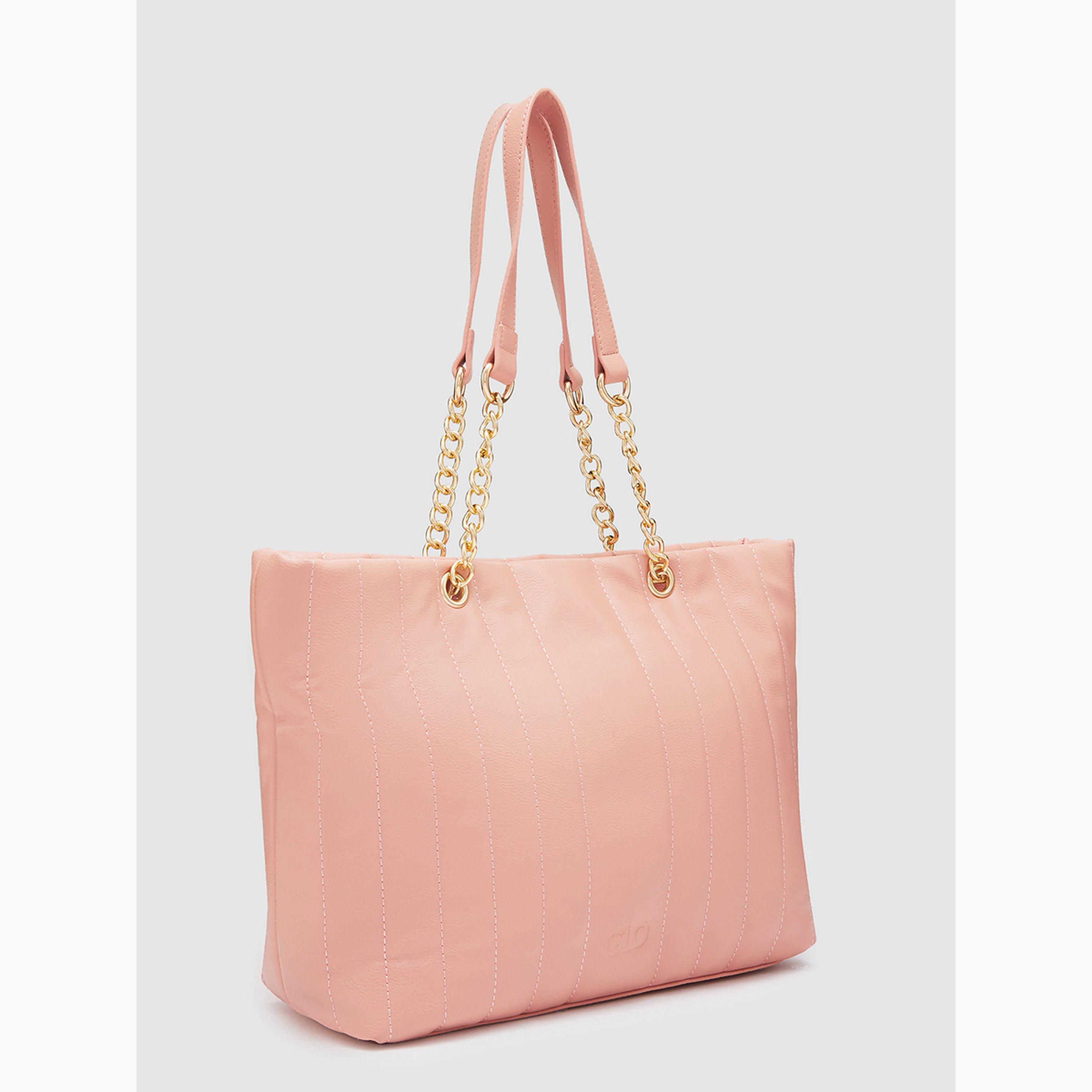 Globus X Styli Pink Quilted Tote Bag with Chain Straps-women-bagsandwallets-handbags-image-3